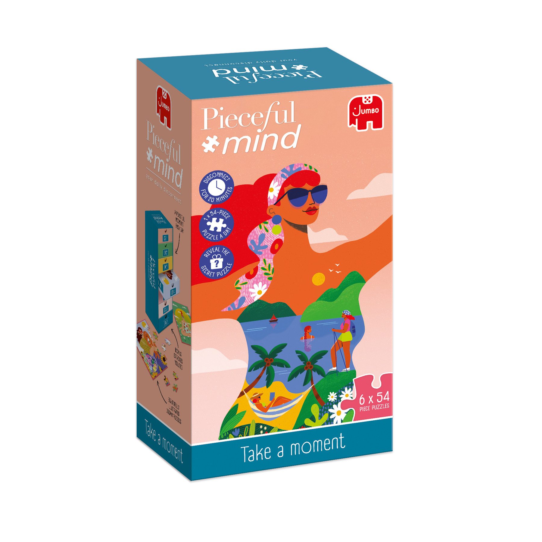 Jumbo Spiele Puzzle Pieceful Mind, Nimm dir den Moment, 6 Puzzles mit je 54 Teile, 54 Puzzleteile