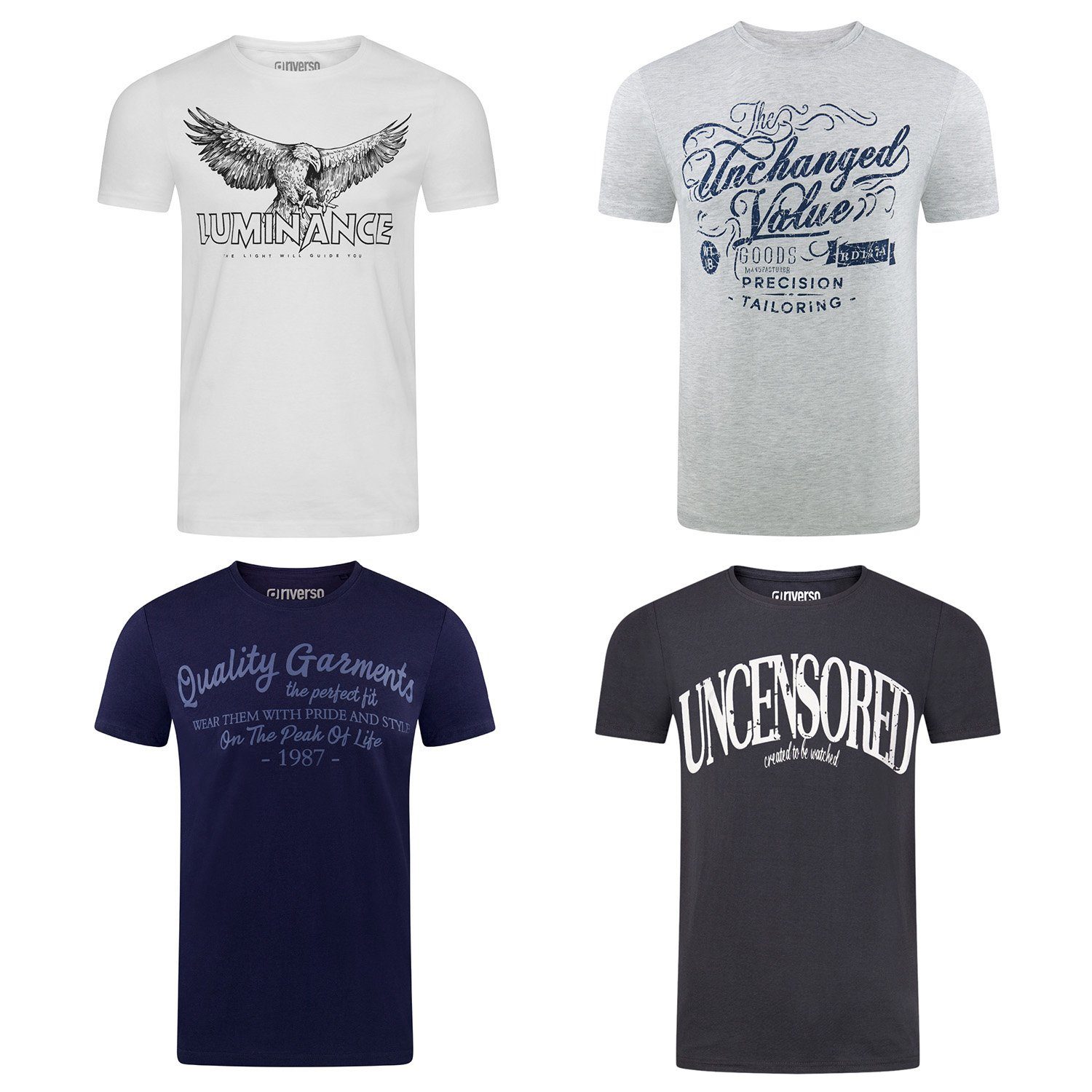 riverso T-Shirt Herren Printshirt RIVLeon Regular Fit (4-tlg) Kurzarm Tee S günstig online kaufen