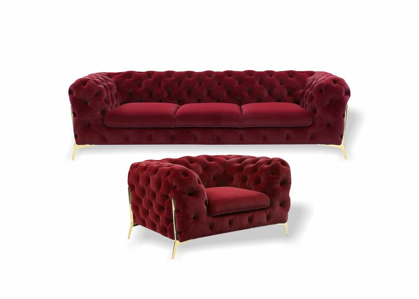 Rot Sofagarnitur Sitzer JVmoebel Couchen, Polster in Made 3+1 Chesterfield Sofa Design Sofa Europe
