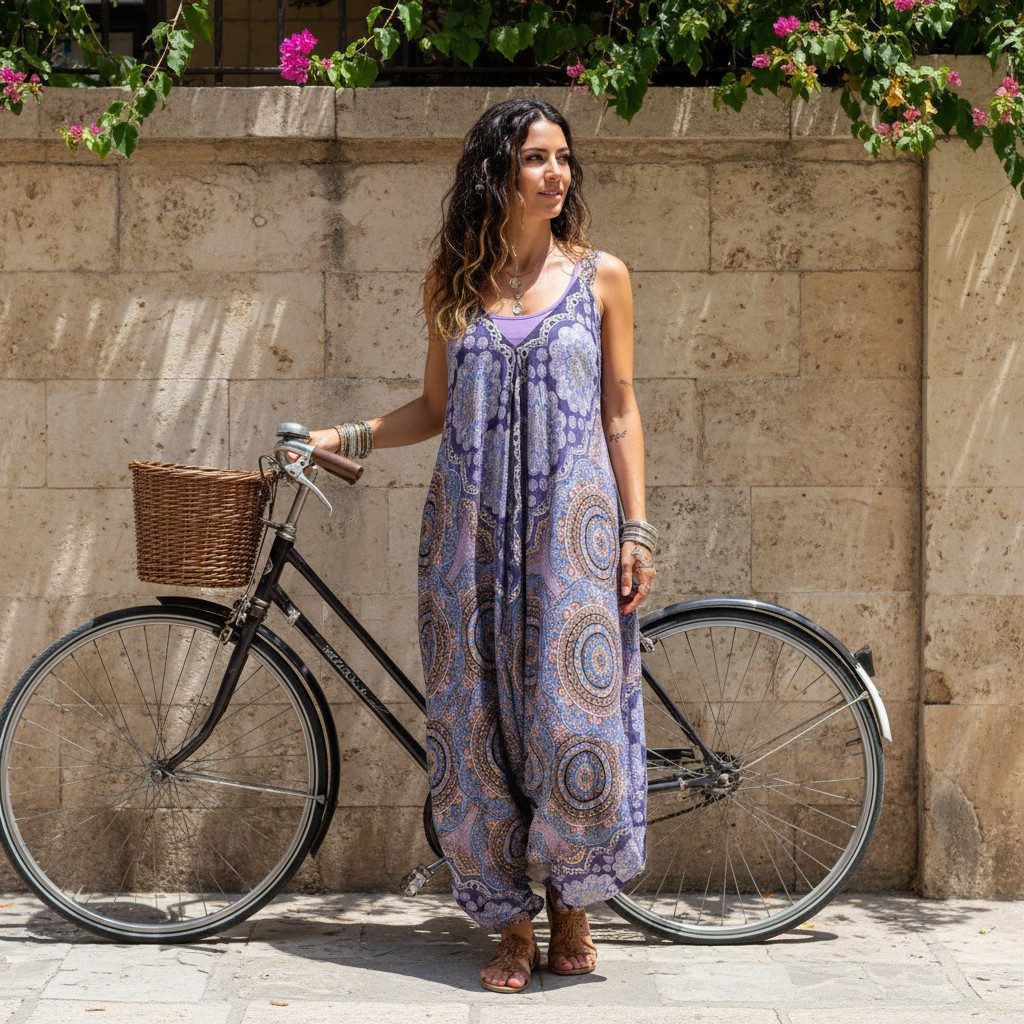 Guru-Shop Relaxhose Boho Jumpsuit, Mandala Sommer Overall, oversize.. alternative Bekleidung