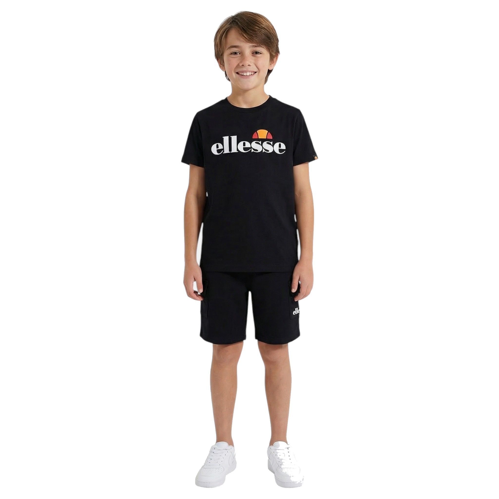 Ellesse T-Shirt & Shorts ellesse Jungen Sportanzug 2-Teiler T-Shirt & Cargo-Shorts Set (Set, Sport T-Shirt + Kurze Hose Cargoshorts mit Taschen) Jungen Sommerset Sportanzug Cargoshorts + T-Shirt