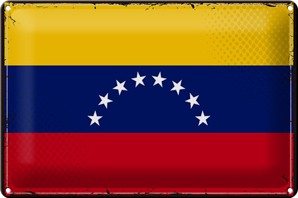 Metallschild Flagge Venezuela 30x20cm Retro Flag Venezuela