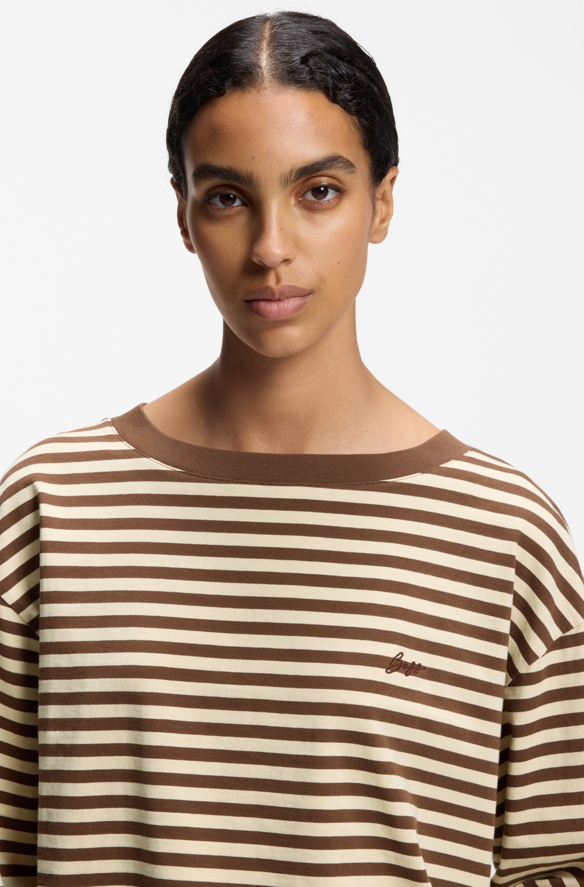 BOSS ORANGE Langarmshirt Ewa Stripe Premium Damenmode im Streifendesign, Relaxed Fit
