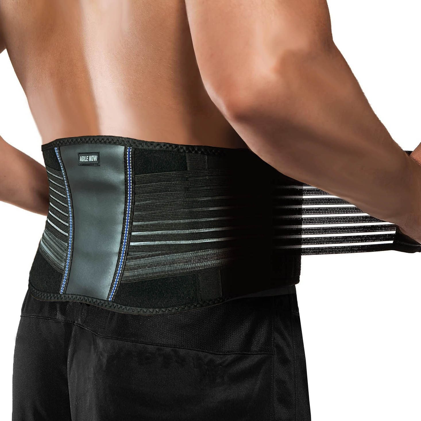 AGILE NOW Rückenbandage Rückenstützgürtel (Rückengurt ideal bei körperlicher Belastung wie Heben, Tragen oder langem Sitzen, Mit verstellbaren Zuggurten), zur zusätzlichen Stabilisierung