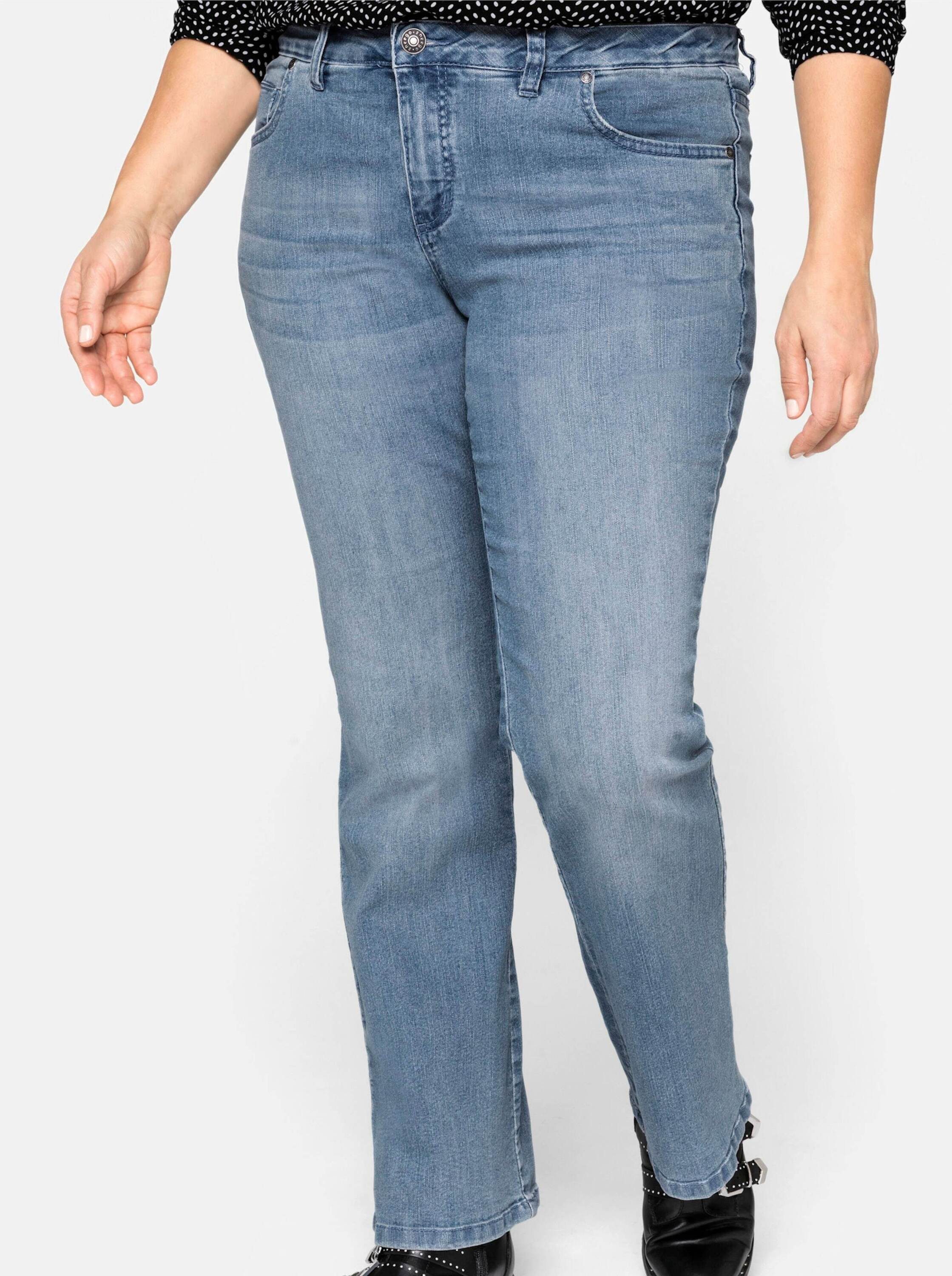 Sheego Bequeme Jeans Bootcut-Jeans in 5-Pocket-Form, mit Used-Effekten günstig online kaufen