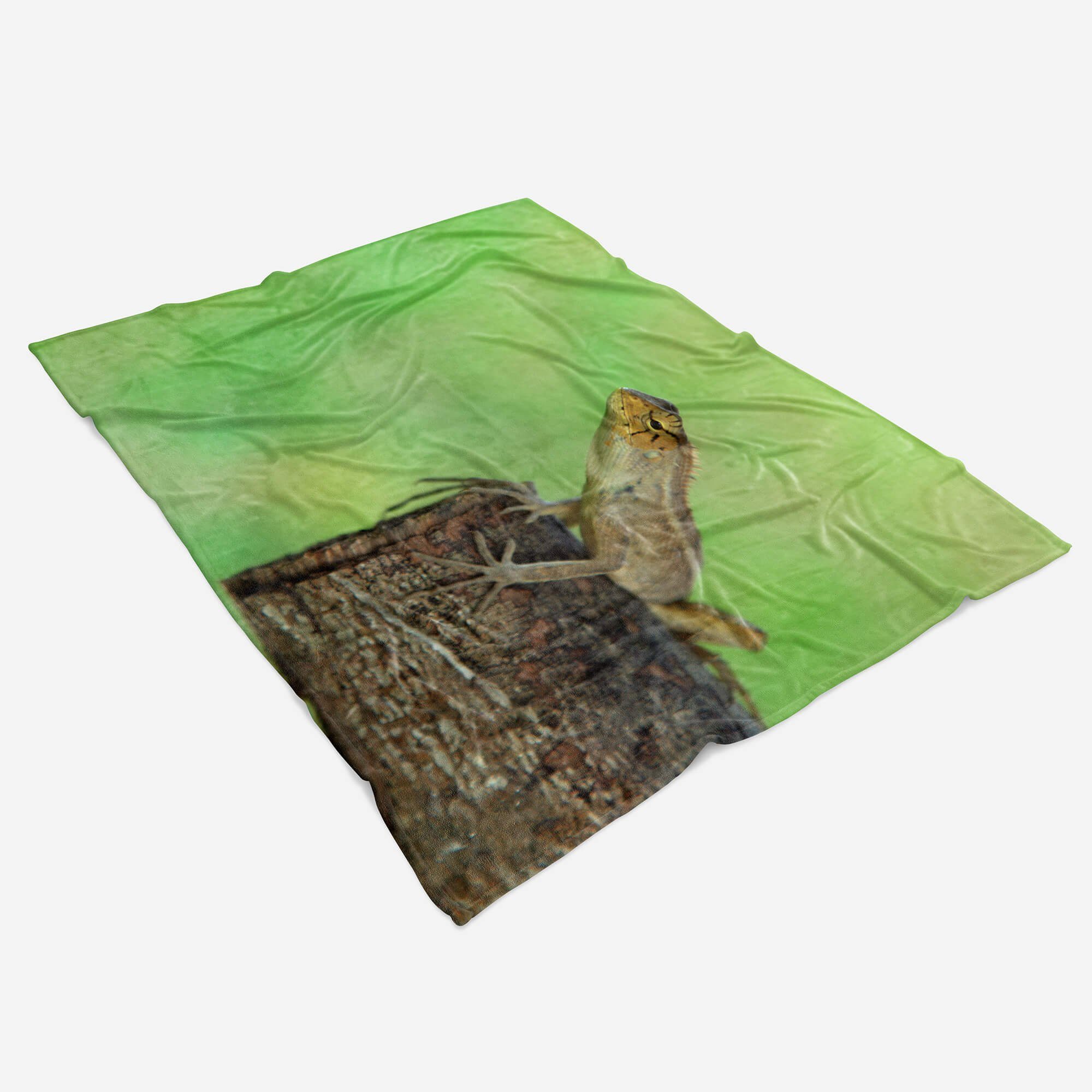 Echse, mit Leguan Tiermotiv Strandhandtuch Handtücher Kuscheldecke Sinus Saunatuch Handtuch Art Baumwolle-Polyester-Mix (1-St), Handtuch