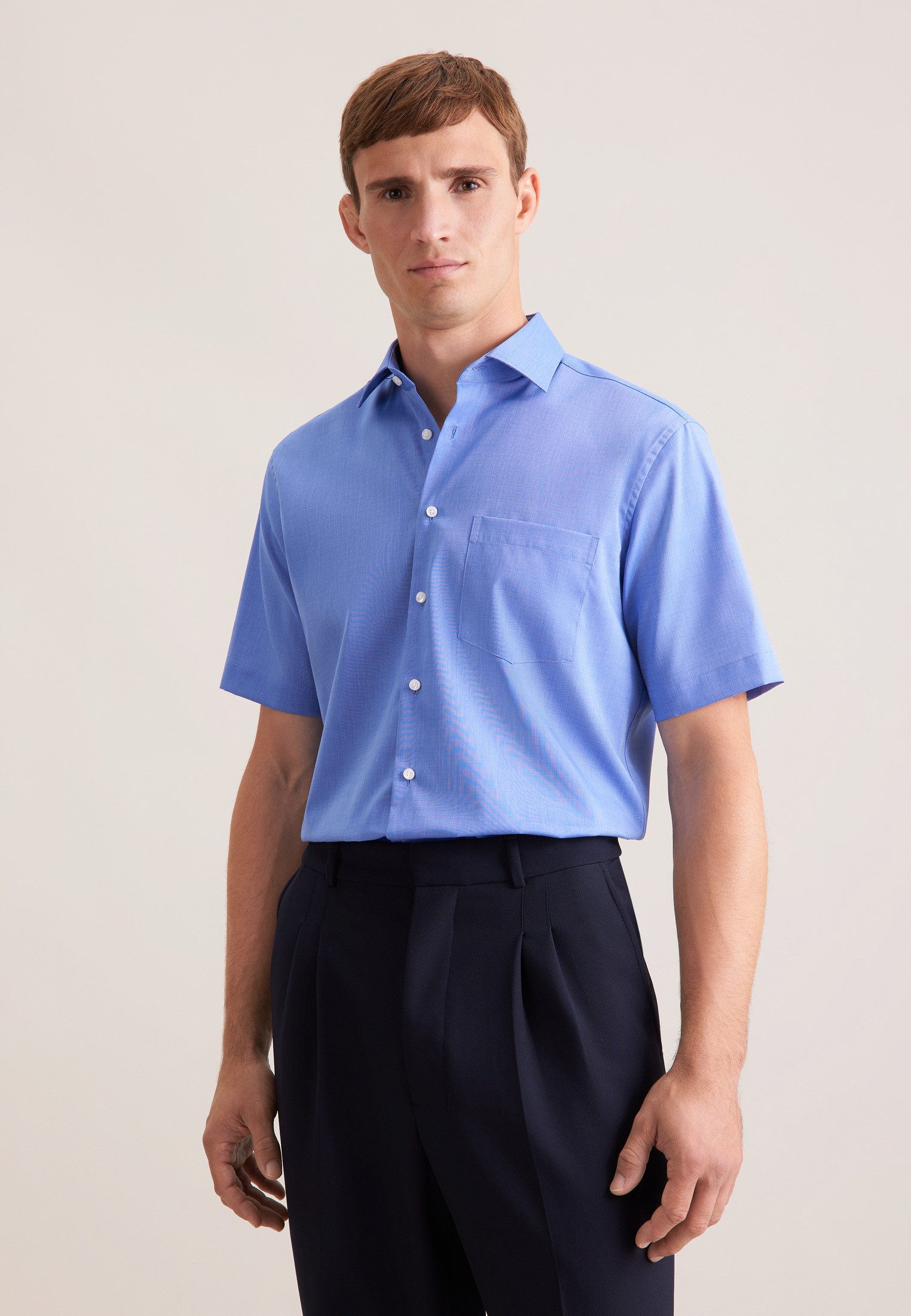 seidensticker Businesshemd Schwarze Rose Regular 1/2 Kentkragen Uni