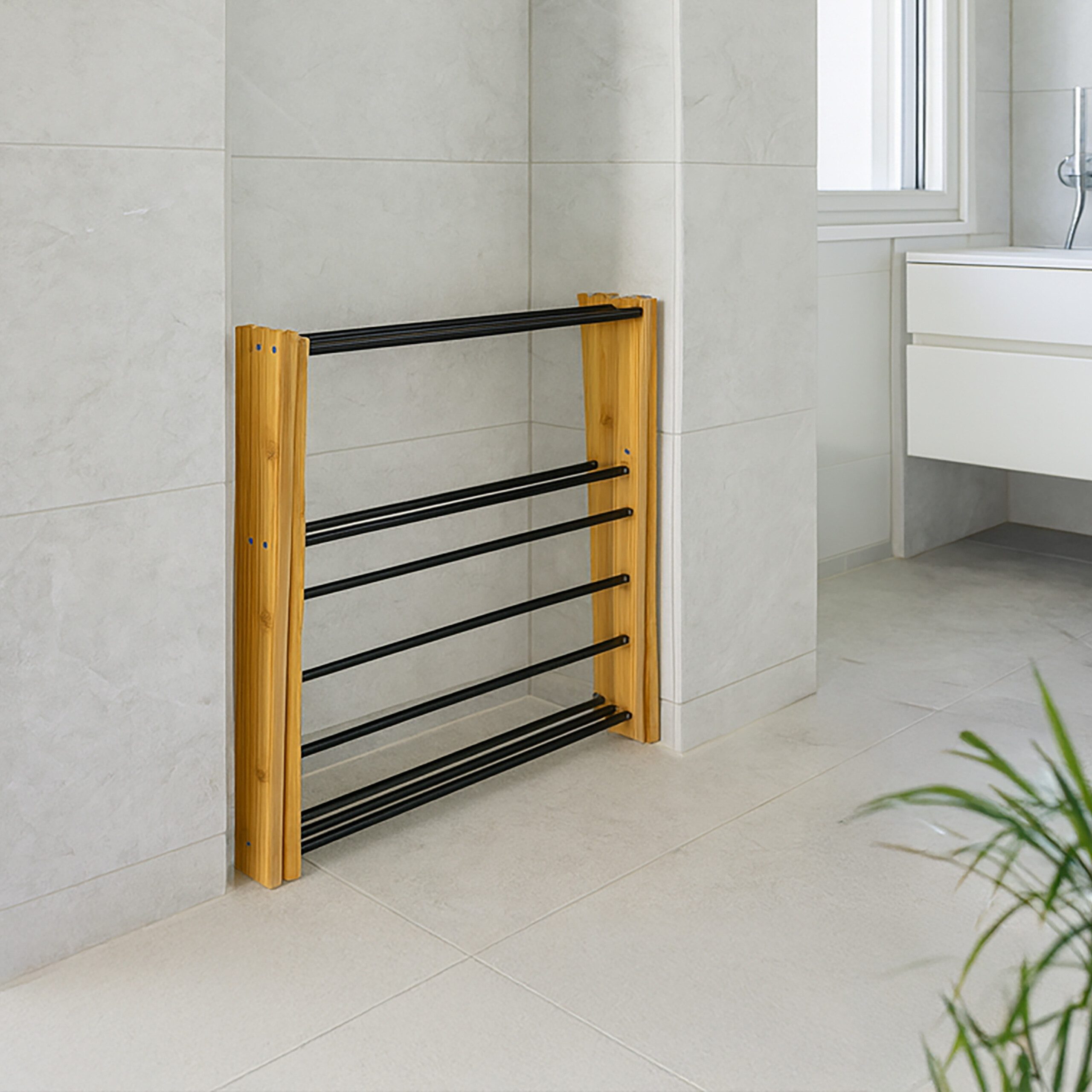 relaxdays Wäscheständer Klappbarer Wäscheständer, Holz / Weiß