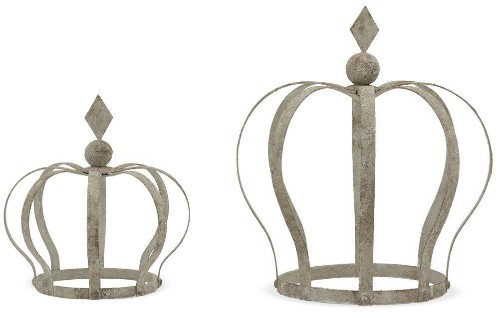 matches21 HOME & HOBBY Gartenfigur Kronen grau Metall Shabby - div Größen – Bild 3 von 3