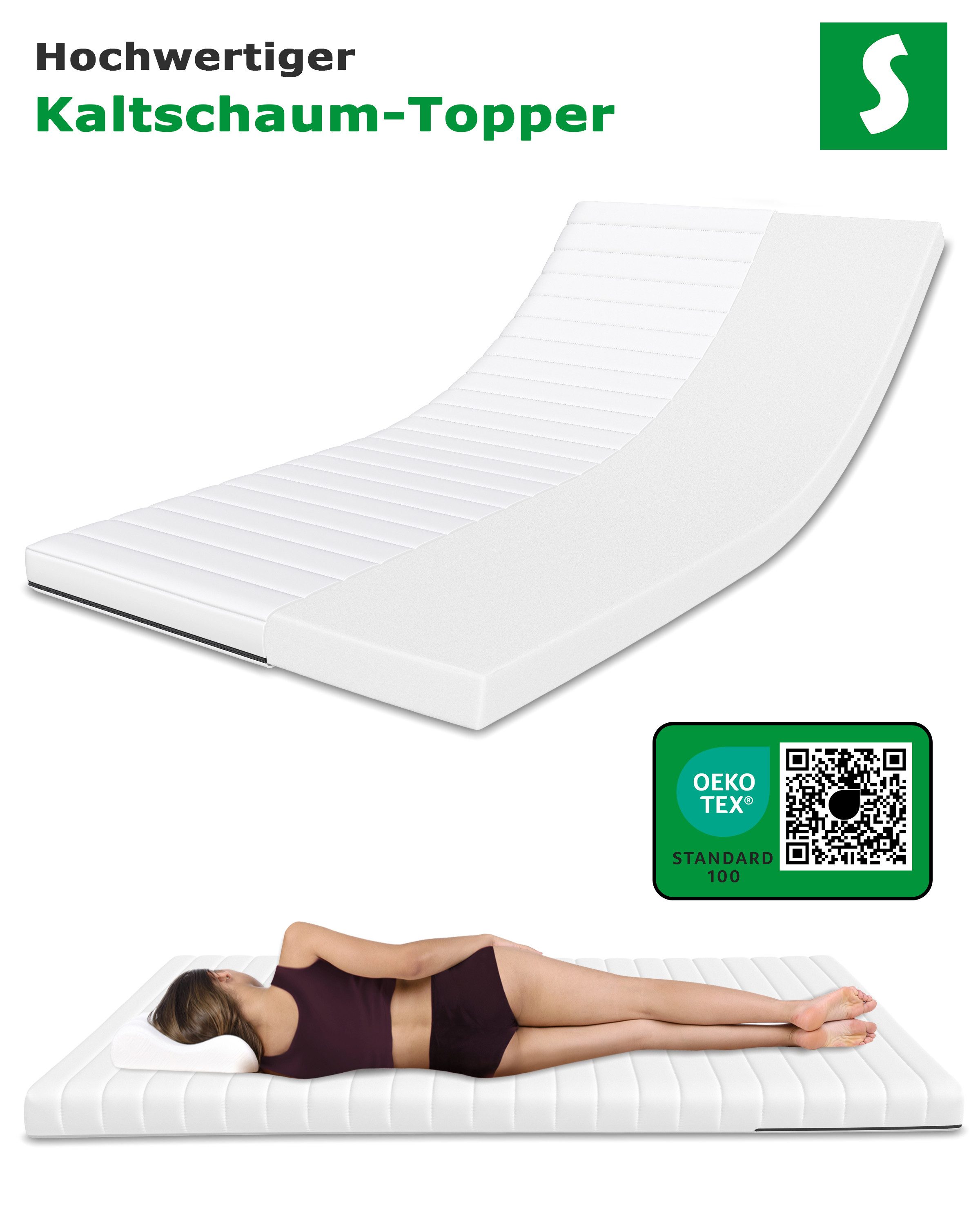 Schlaftroll, Topper Orthopädischer Kaltschaum Topper 10cm – H2/H3 – Matratz günstig online kaufen