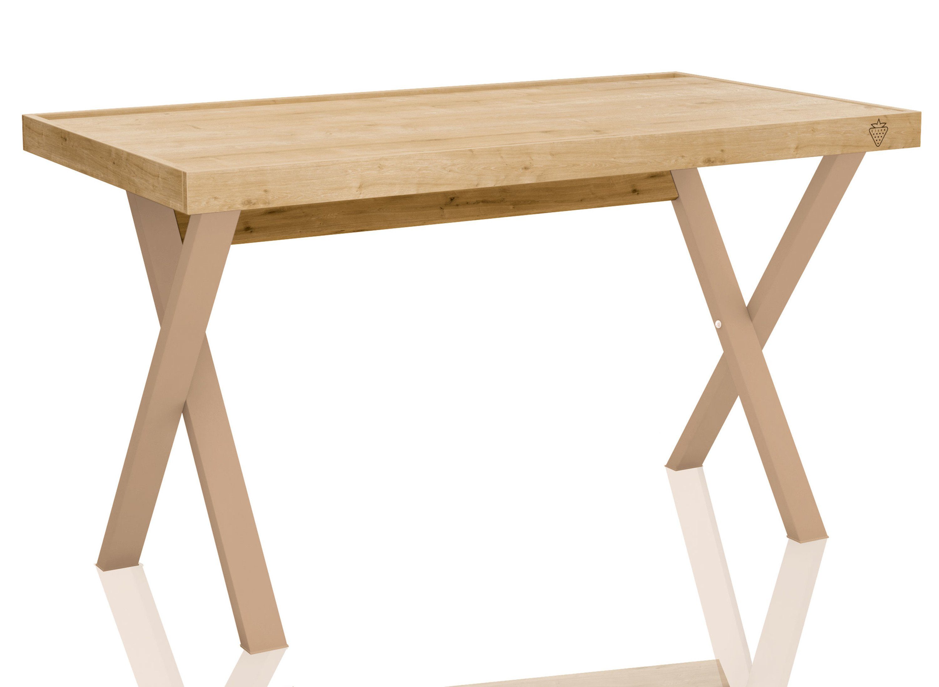 Schreibwarenablagefach, Oak X-Leg, | mit Oak modern, eiche integriertem Wood Wood 130 Cilek Kinderschreibtisch Breite cm,