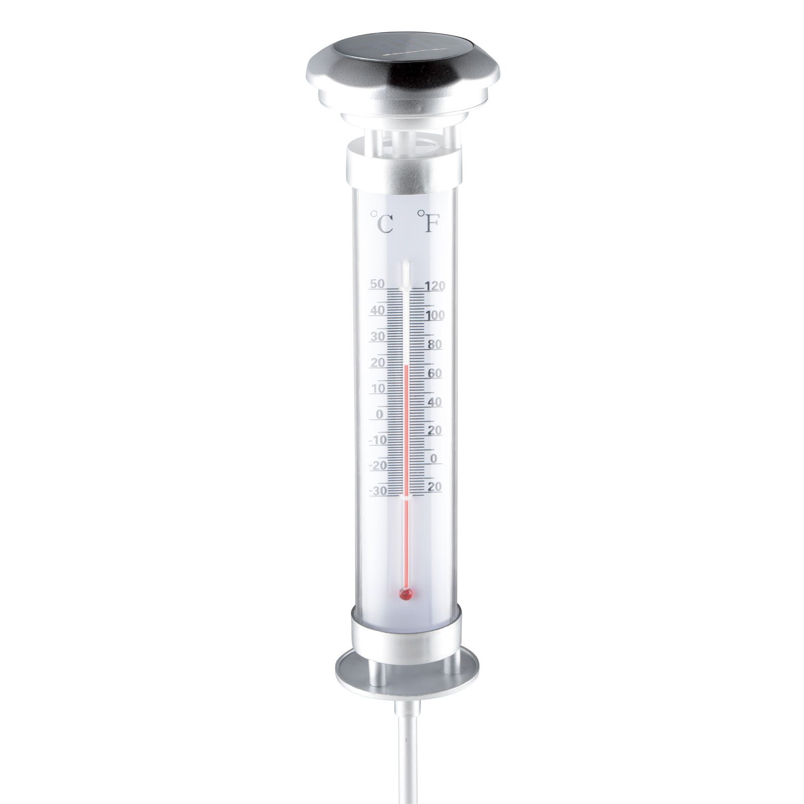 HAC24 Gartenthermometer Outdoor LED Solarlampe Solar Gartenleuchte Hellweiß Solarleuchte, 1-tlg., mit Thermometer und Erdspieß