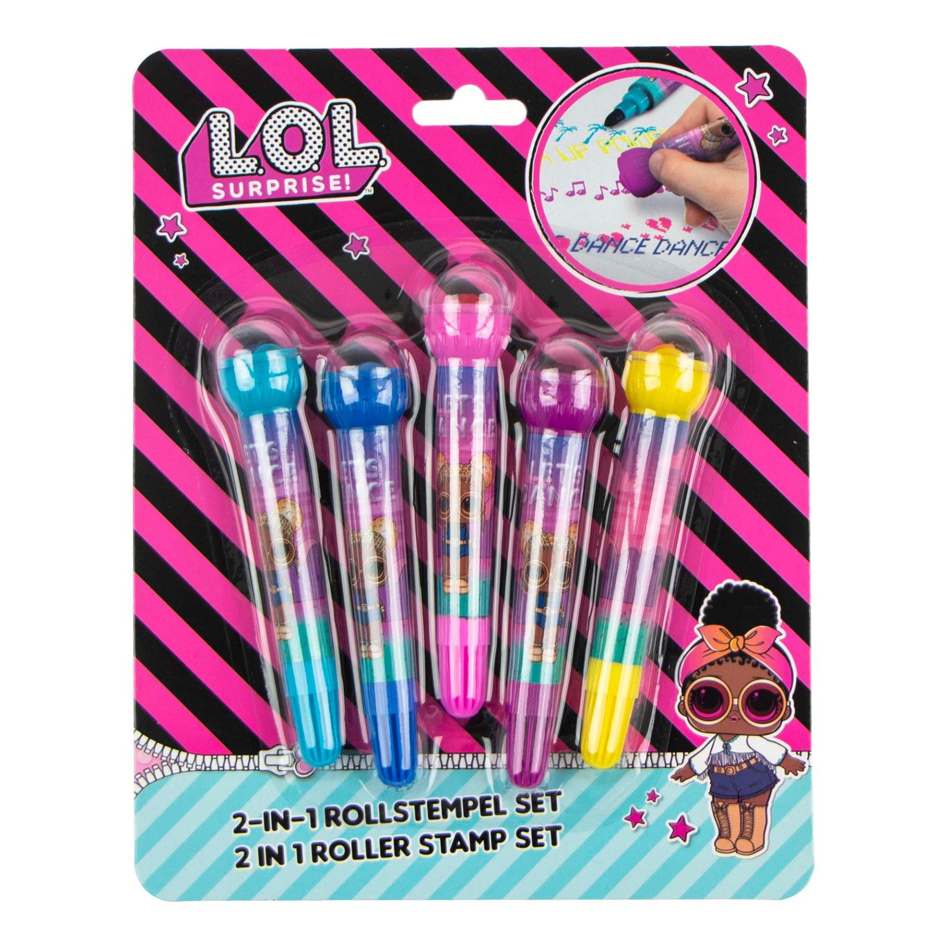 COFI 1453 Kreativset - Rollenstempelset Kinder Bastelzubehör Kreativspielzeug, (5-tlg)