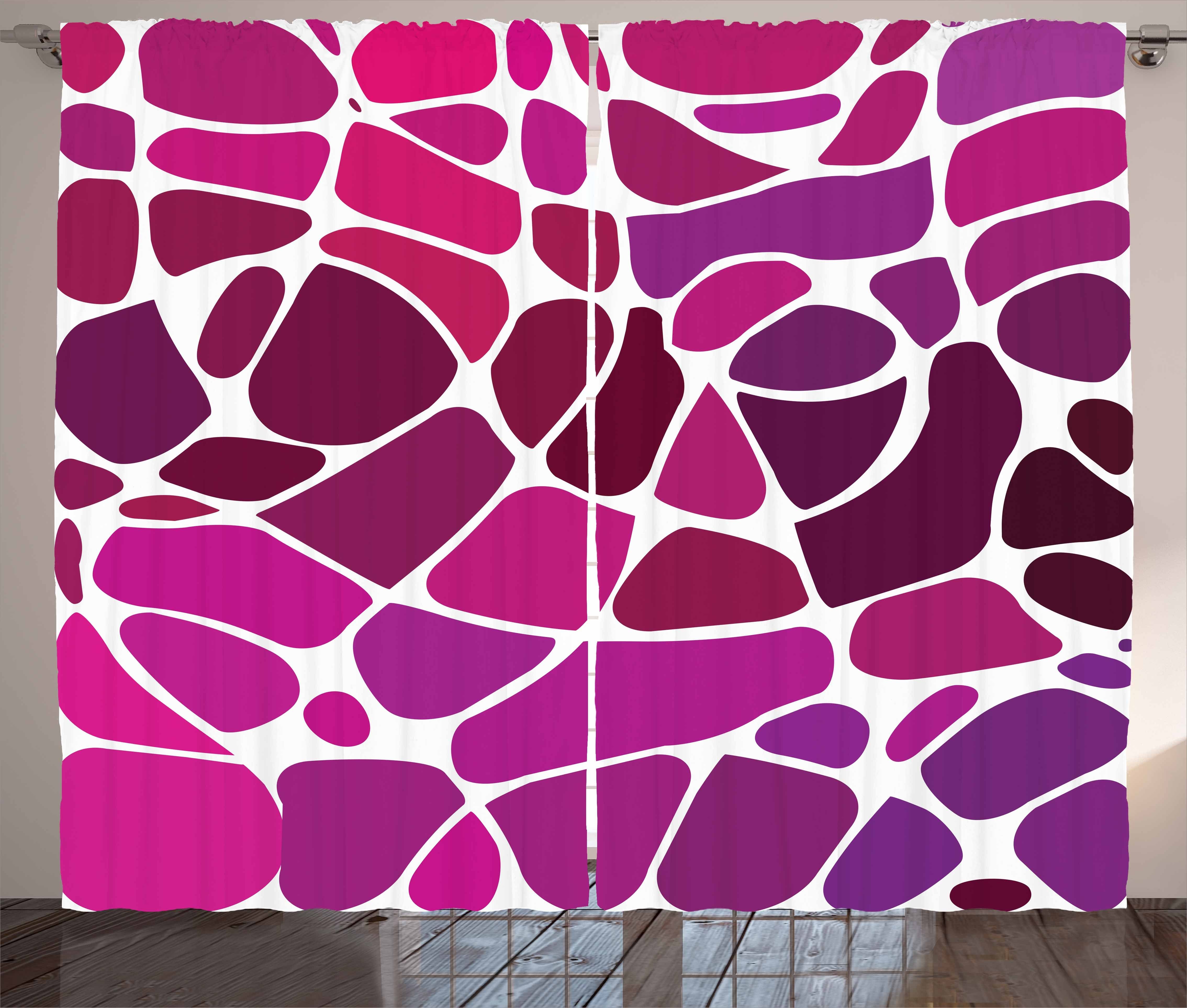 Gardine Schlafzimmer Kräuselband Vorhang mit Schlaufen und Haken, Abakuhaus, Lila und rosa abstrakte Mosaik