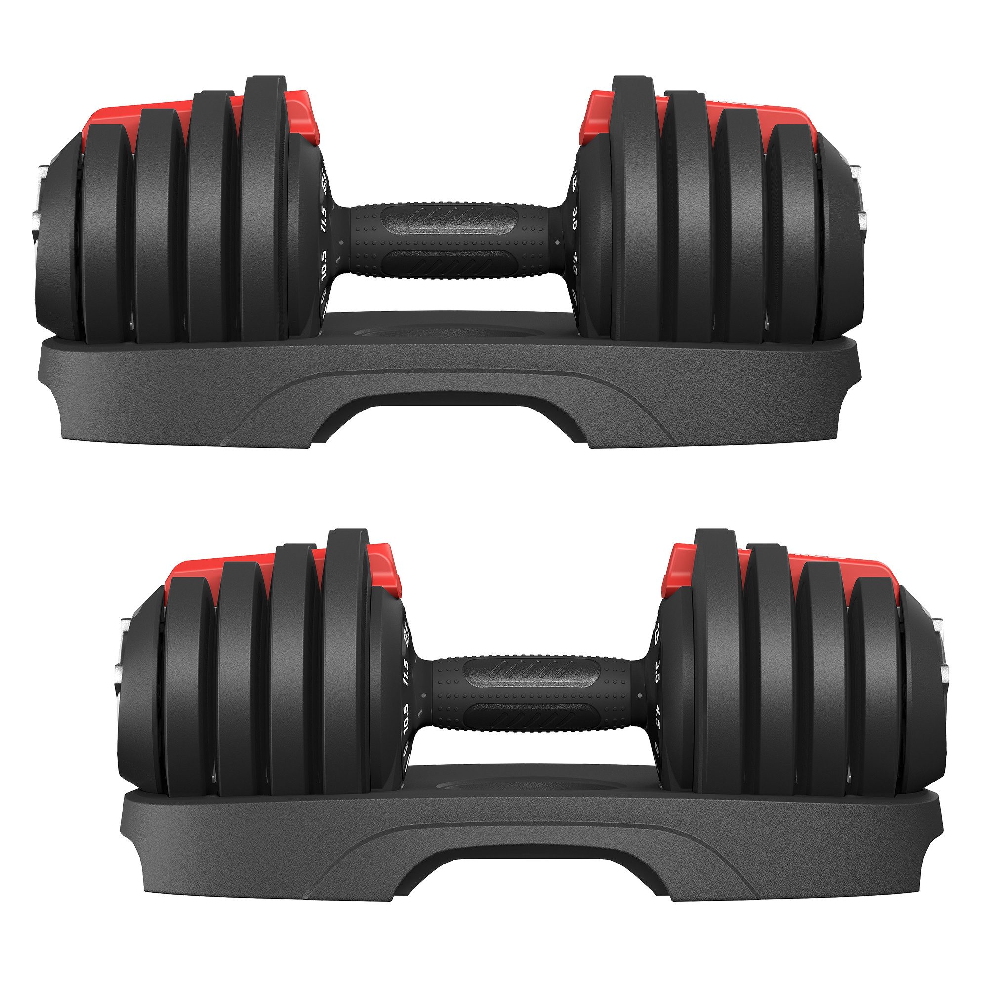SONGMICS Hantel-Set SONGMICS Kurzhanteln 2er set, verstellbar, 11-in-1, 1,5 kg bis 12,5 kg, mit Ständer, schwarz-rot