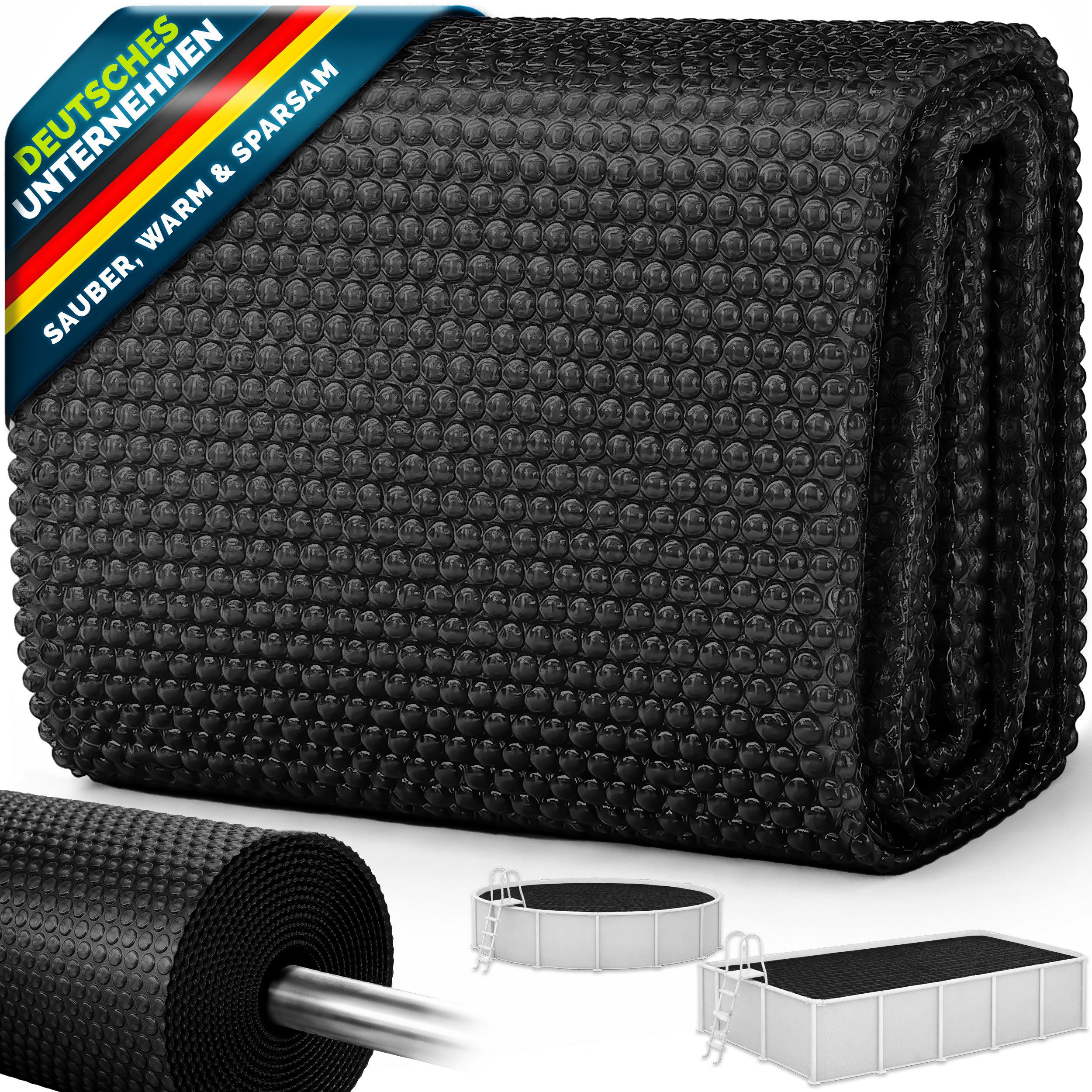 tillvex Pool-Abdeckplane tillvex Pool Solarfolie Solarplane Solarheizung Solarabdeckplane Poolh (Pool Solarabdeckplane Rund & Rechteckig, Prozent), Hochwertige Pool-Solarfolie für sparsames Aufheizen des Wassers