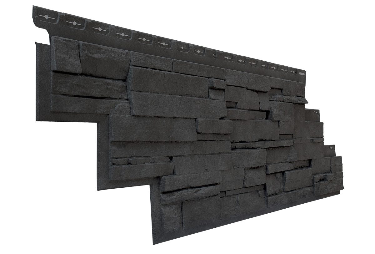 NOVIK Verkleidungspaneel NovikStone DS Platte 105x33cm 10 Stück 2,32qm Schichtstein anthrazit, BxL: 33,34x105,41 cm, 0,375 qm, (Karton mit 10 Platten, 3,52 qm) Wandverkleidung mit 3-D-Effekt, problemlose Montage, Natursteinoptik