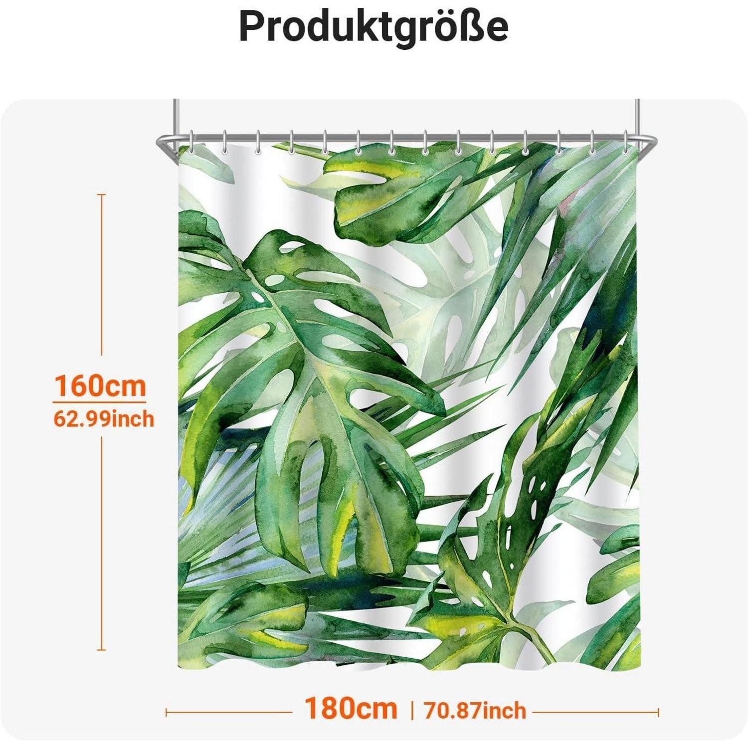 LuxusKollektion Duschvorhang Duschvorhang 180x160cm Grün Multi 140 H160 x B180 cm (1er Pack)