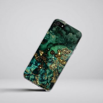 DeinDesign Handyhülle Marmor Glitzer Look Muster Cyan Glitter Marble Look, Apple iPhone 5 Silikon Hülle Bumper Case Handy Schutzhülle