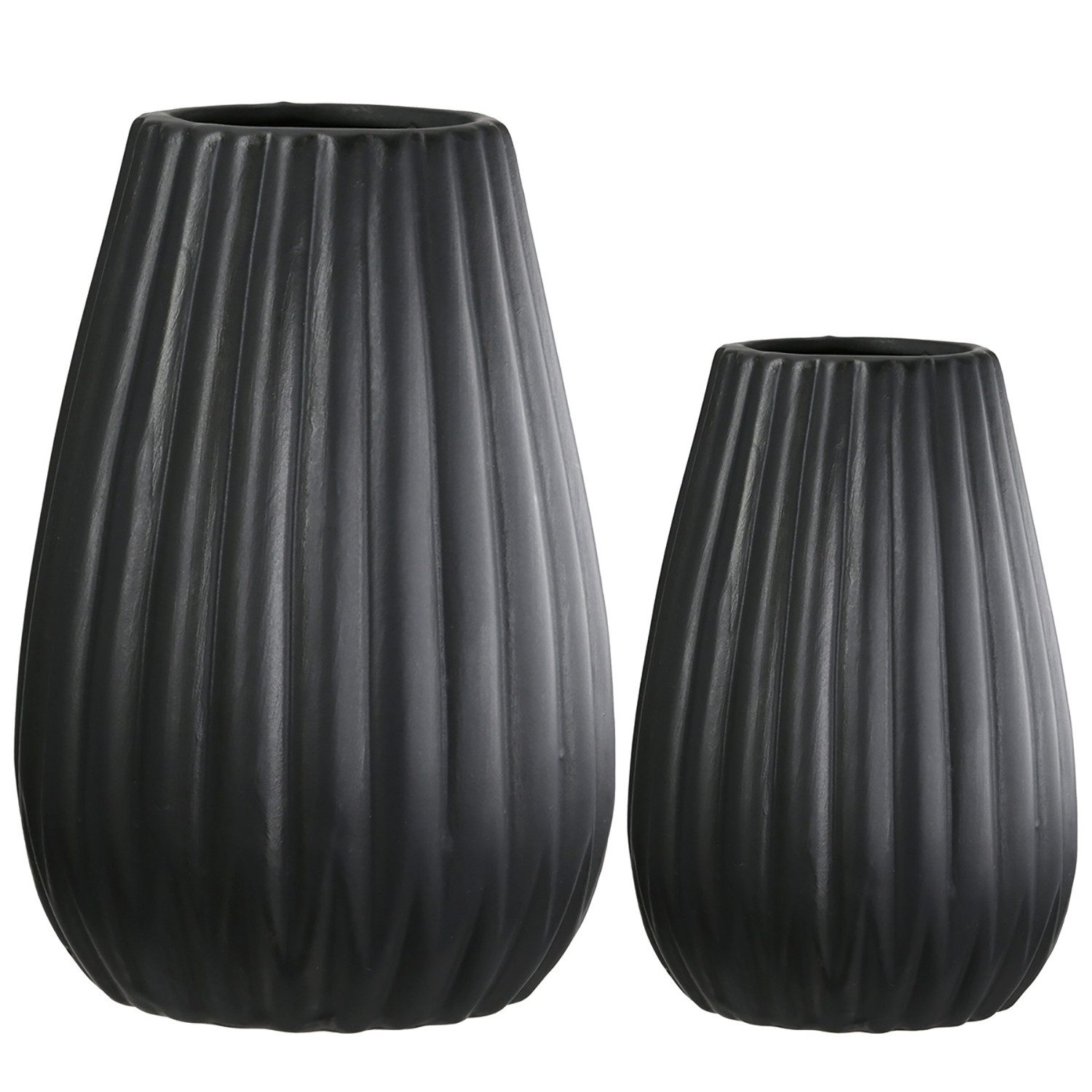 Tischvase 2tlg. Set Vase Piega schwarz H.17 cm