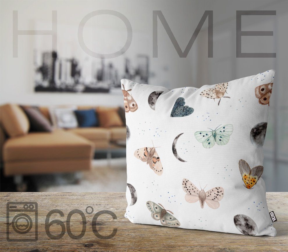 Garten Tiere Schmetterlinge Sofa-Kissen Insekten Modern (1 Motten Stück), VOID Kissenbezug, Frühling Balkon Wiese Sommer Skandinavisch Tiere
