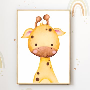 Tigerlino Poster Löwe Giraffe Tiger Safari Tiere 3er Set Kinderzimmer Wandbilder Deko