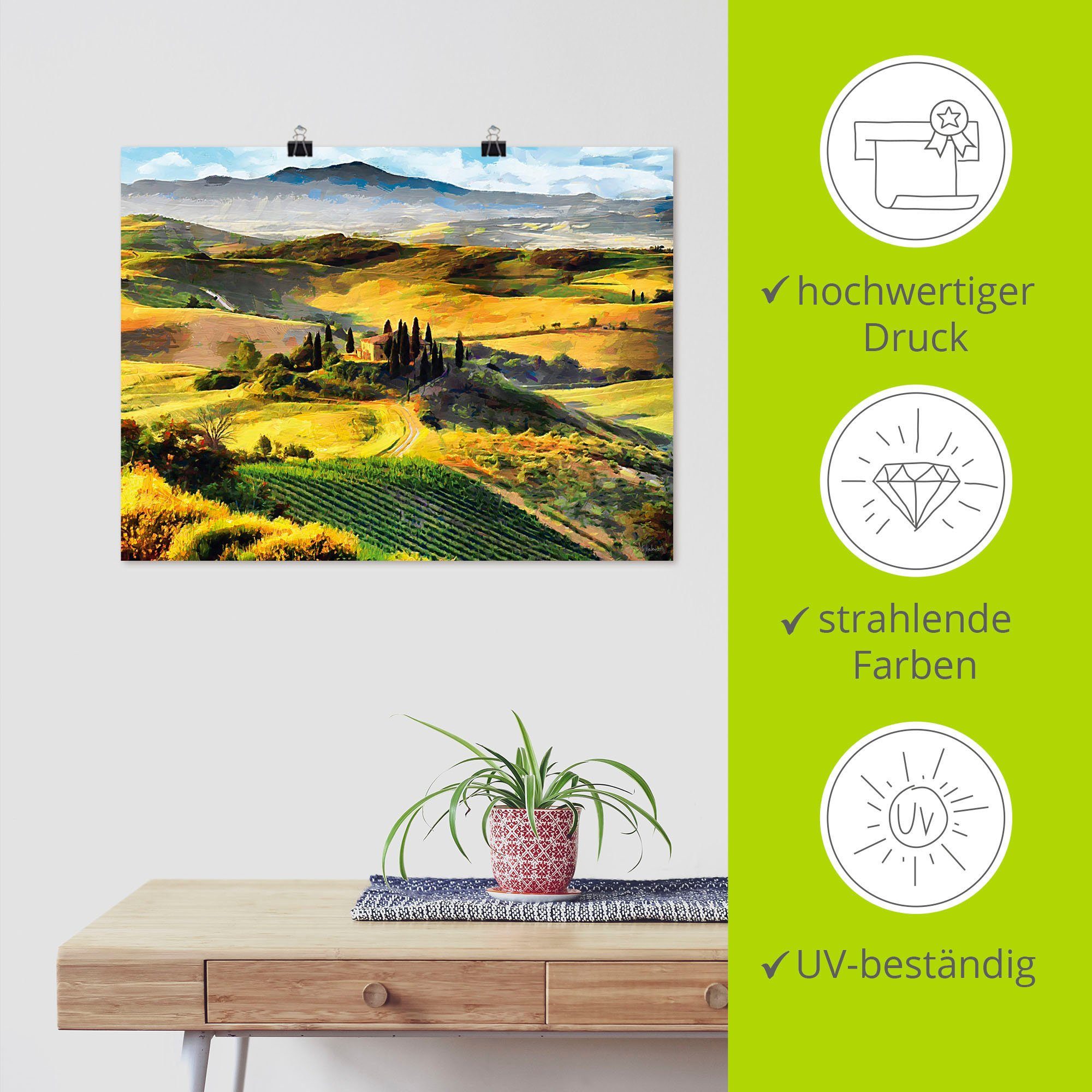 Artland Wandbild Toskana von in als St), Bilder oder Größen von oben, Poster Wandaufkleber Europa Alubild, versch. Leinwandbild, (1