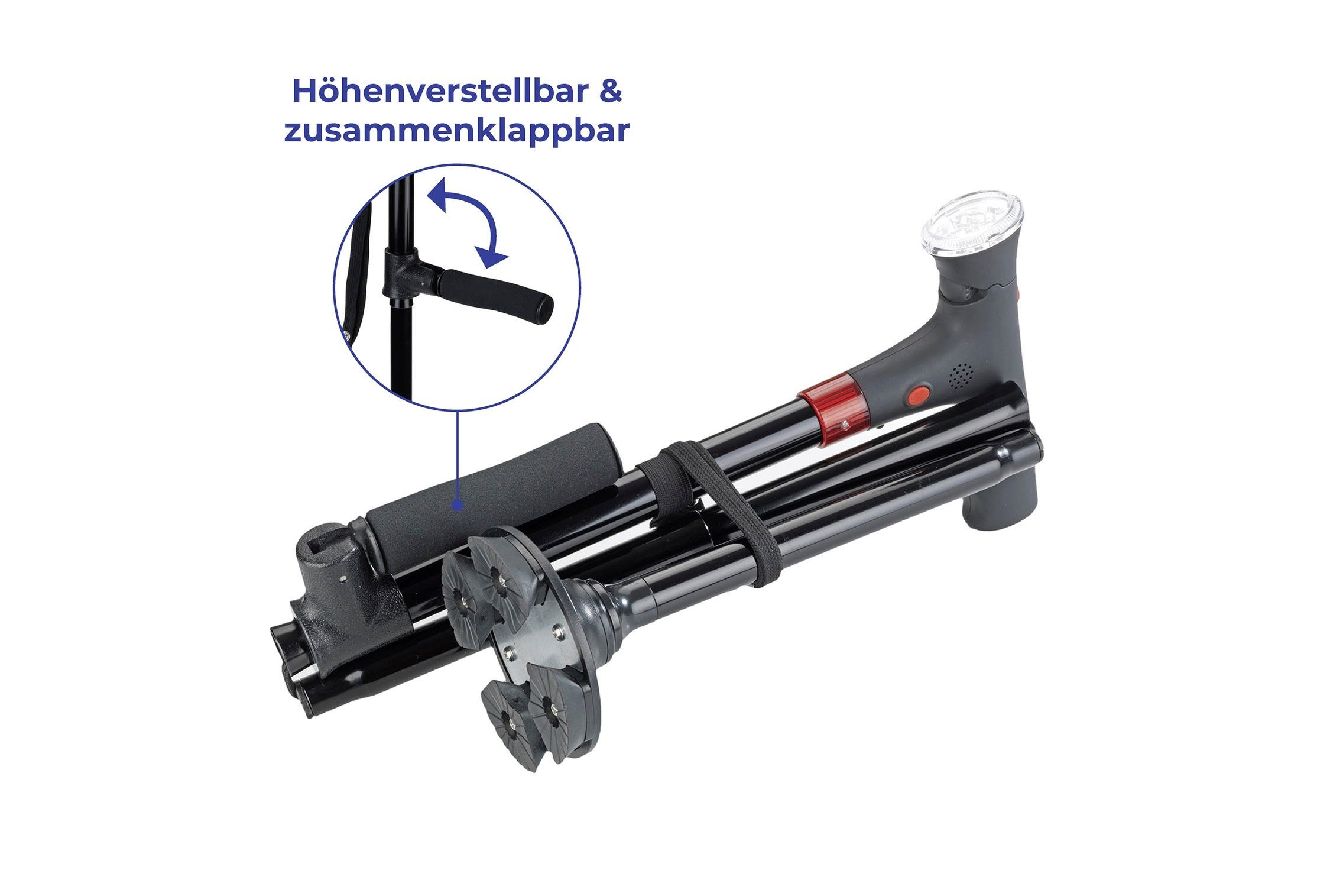 Maximex Gehstock LED Geh- und Aufstehhilfe, höhenverstellbar