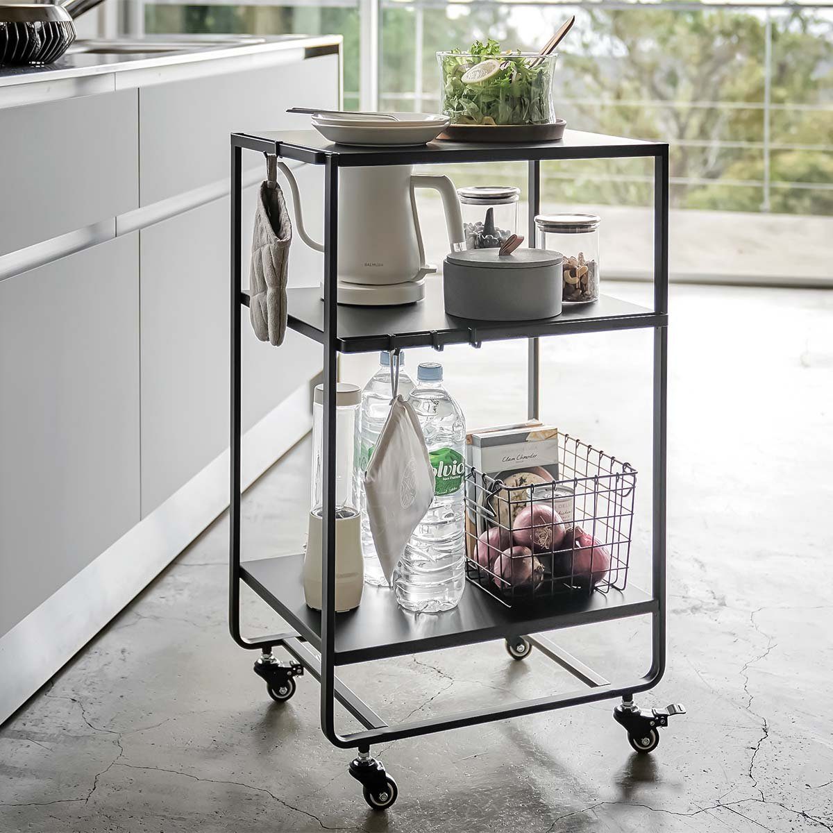 Yamazaki Küchenwagen "Tower" Küchenrollwagen 38x81x49cm, Metall, 3 Ebenen, günstig online kaufen