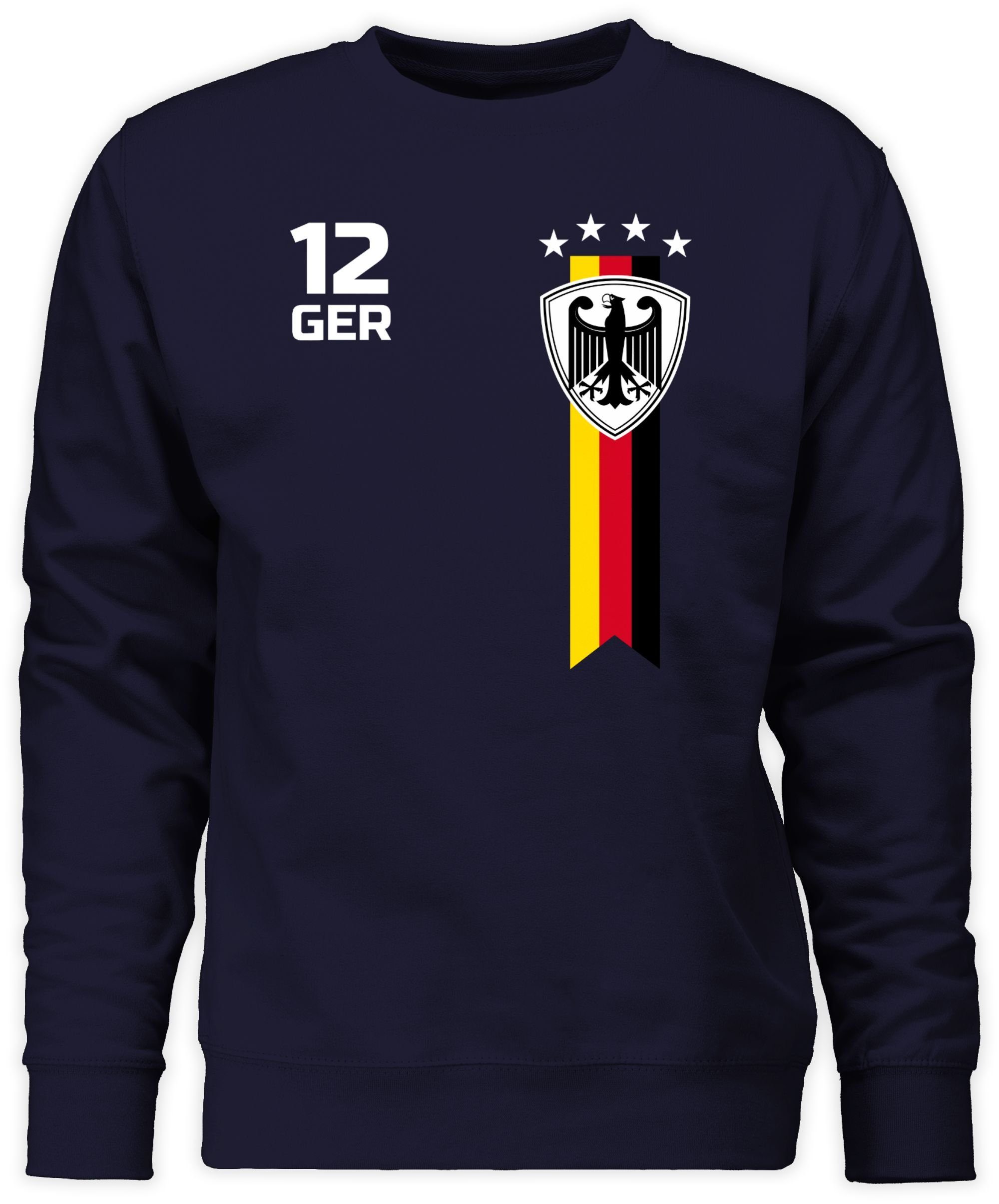 Sweatshirt Dunkelblau WM Fussball Deutschland 2024 (1-tlg) 3 Shirtracer EM Fan