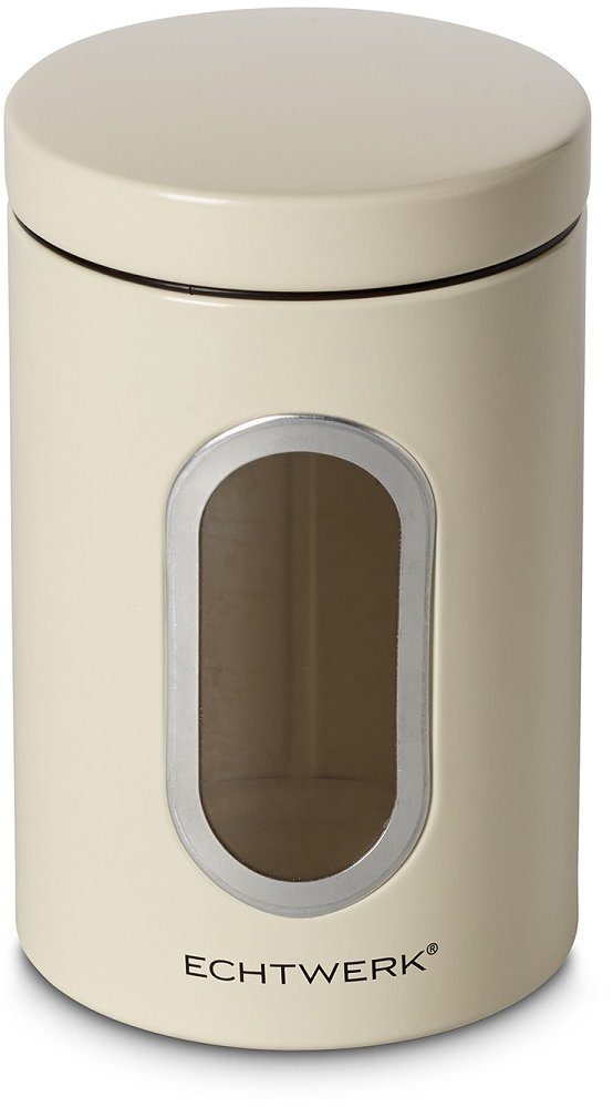 ECHTWERK Vorratsdose, 3-tlg), Aufbewahrungsbehälter mit creme Liter Metall, Deckel, 1,4 (Set, Sichtfenster, Luftdichtem