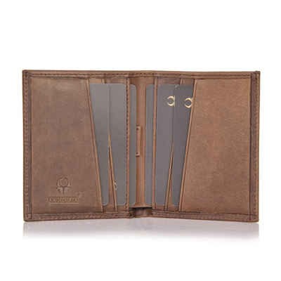 Donbolso Geldbörse Slim Wallet Echtleder RFID Schutz, 8 Kartenfächer, Vintage Braun, Vintage Braun Ohne Münzfachvintageleder