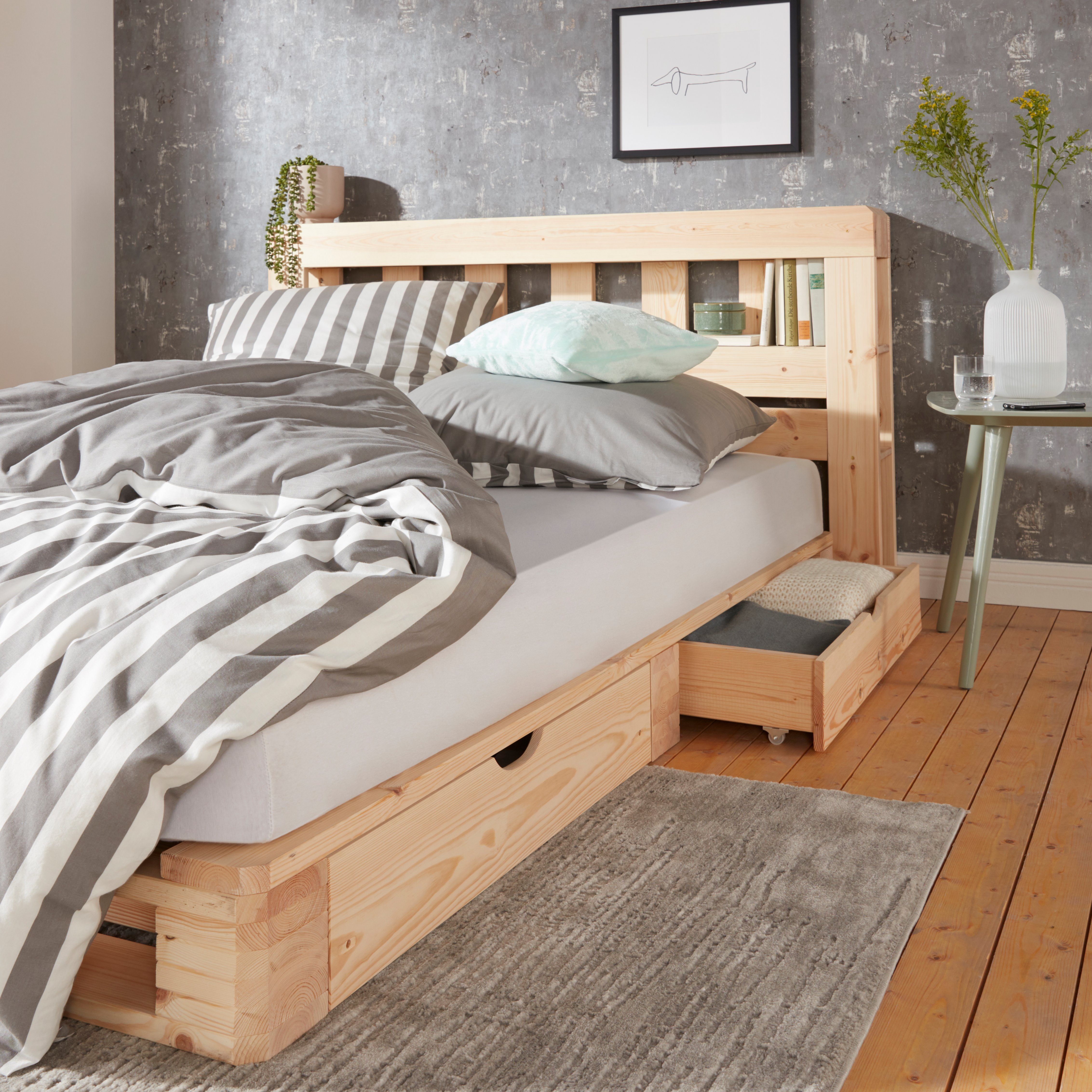 OTTO home Kopfteil "ALASCO " Made in Europe, FSC® zertifiziertes Massivholz, für Palettenbett Alasco, aus Massivholz, mit 7 offenen Fächern – Bild 4 von 5