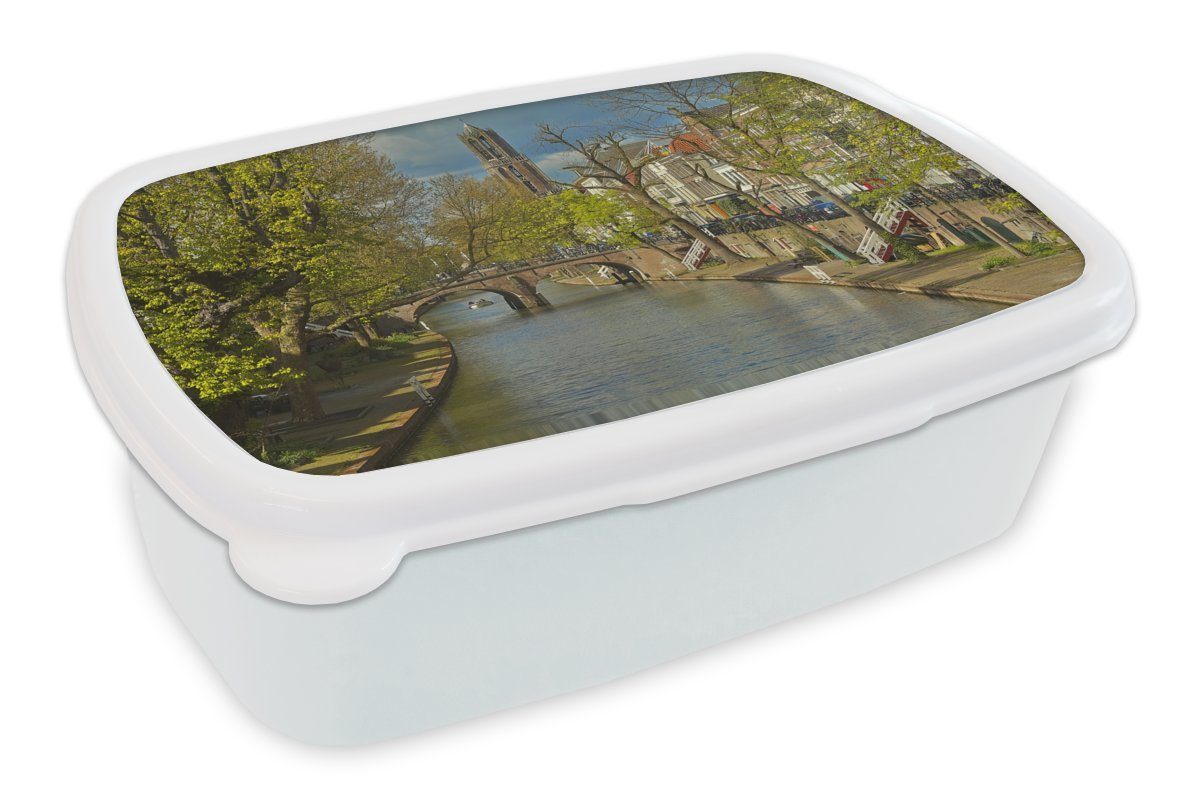 MuchoWow Lunchbox Pflanzen - Utrecht - Wasser, Kunststoff, (2-tlg), Brotbox für Kinder und Erwachsene, Brotdose, für Jungs und Mädchen weiß | Lunchboxen