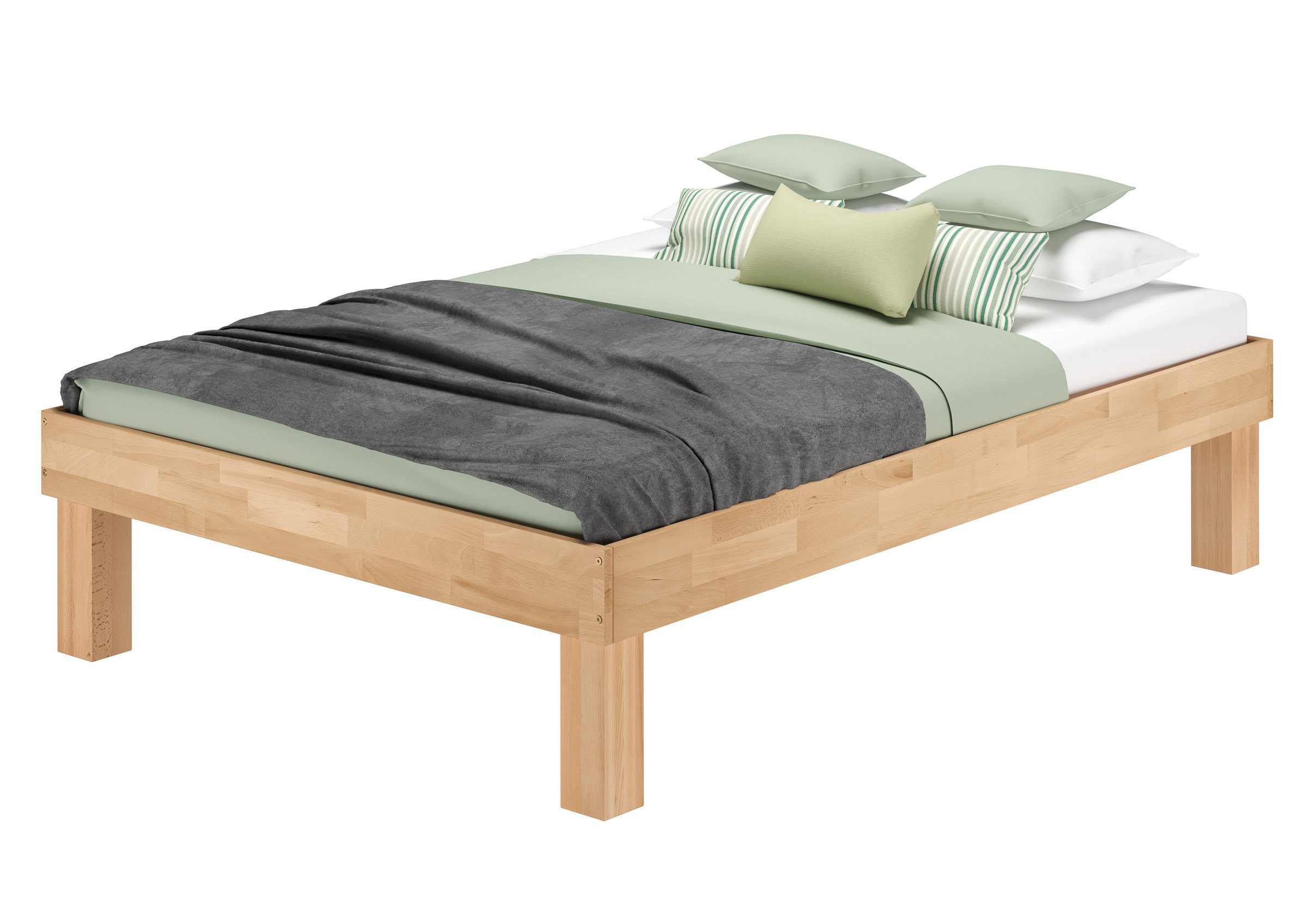 ERST-HOLZ Massivholzbett Hohes Massivholzbett Echtholzbett Buche geölt optionale Breite, Buche geölt