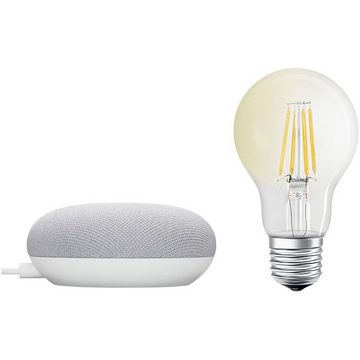 Google Home Mini Kreide Starter Kit inkl. Ledvance Dimmbare BT LED Leuchte Smart Speaker