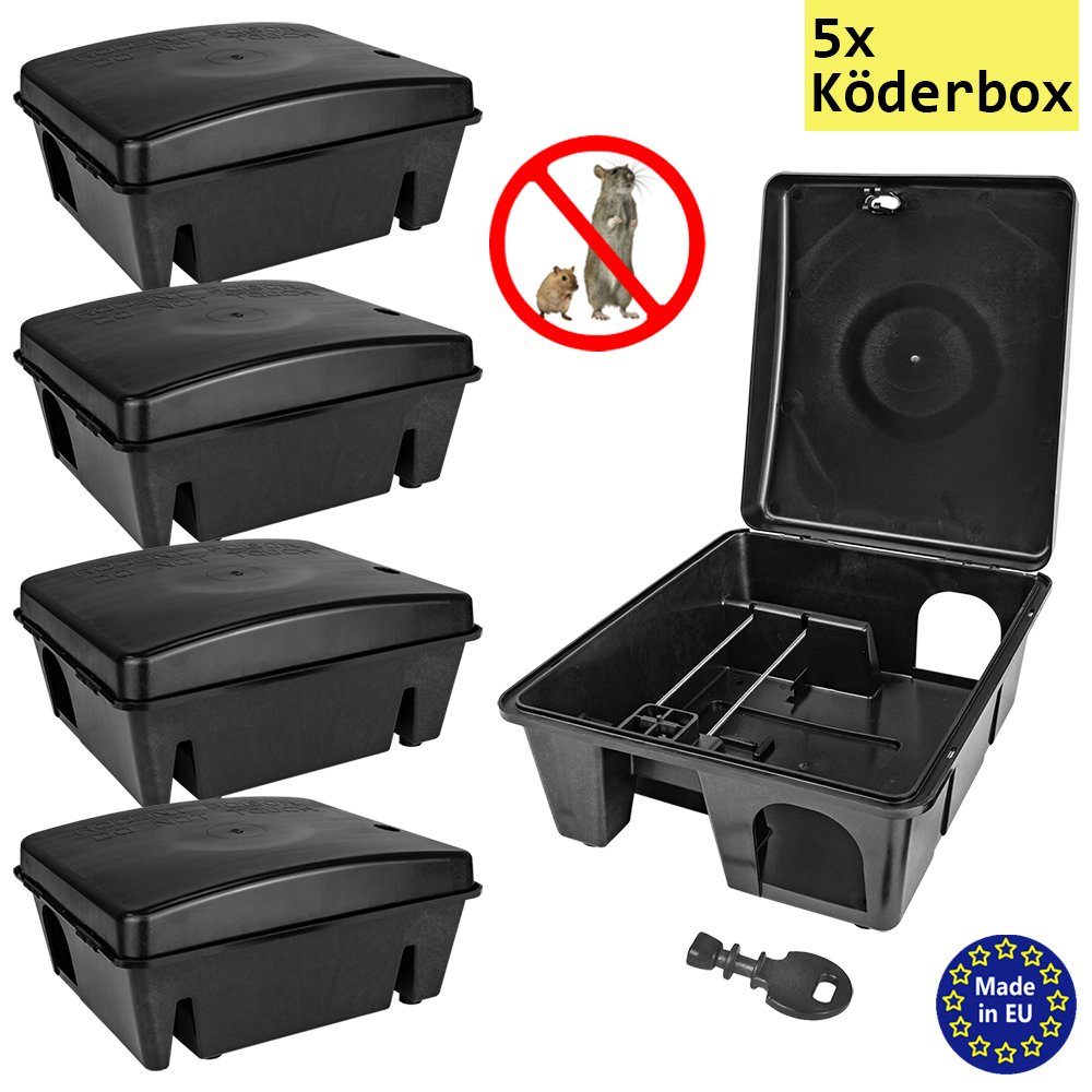 Lebendfalle 5x Köderstation Mäusefalle Mäusebox Köderbox Rattenbox Nagerstation