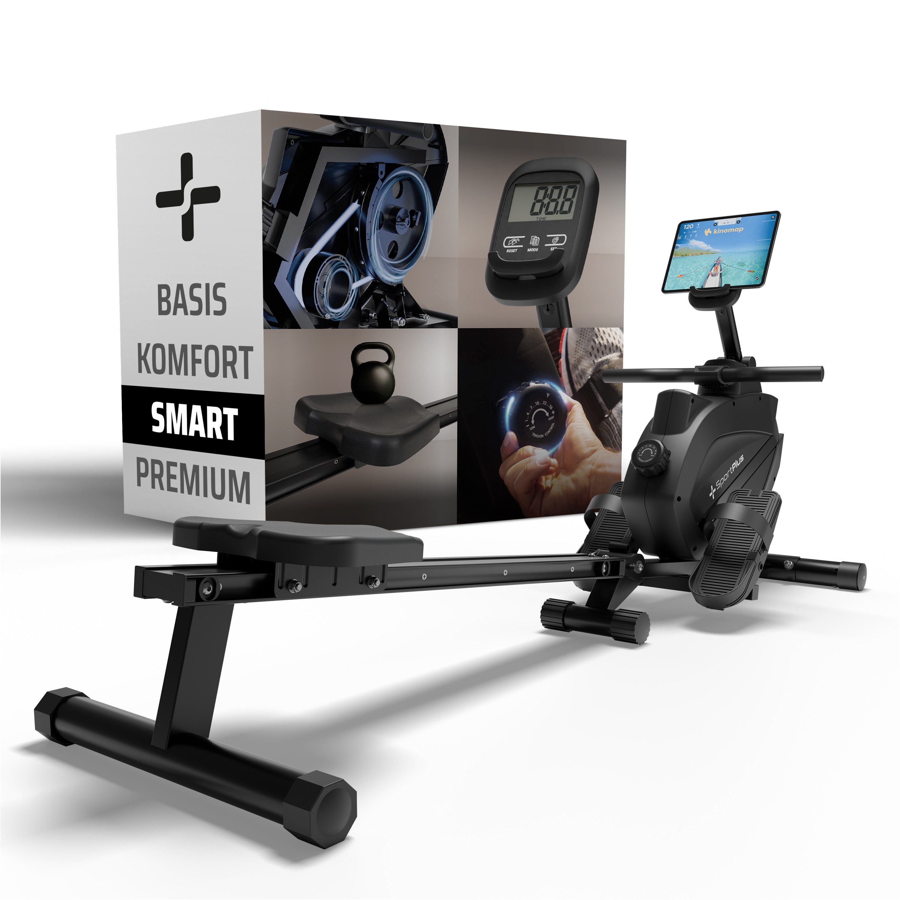 SportPlus Rudergerät SP-MR-008-BB-iE, klappbar, Magnetbremssystem, App kompatibel, 8 Widerstandsstufen