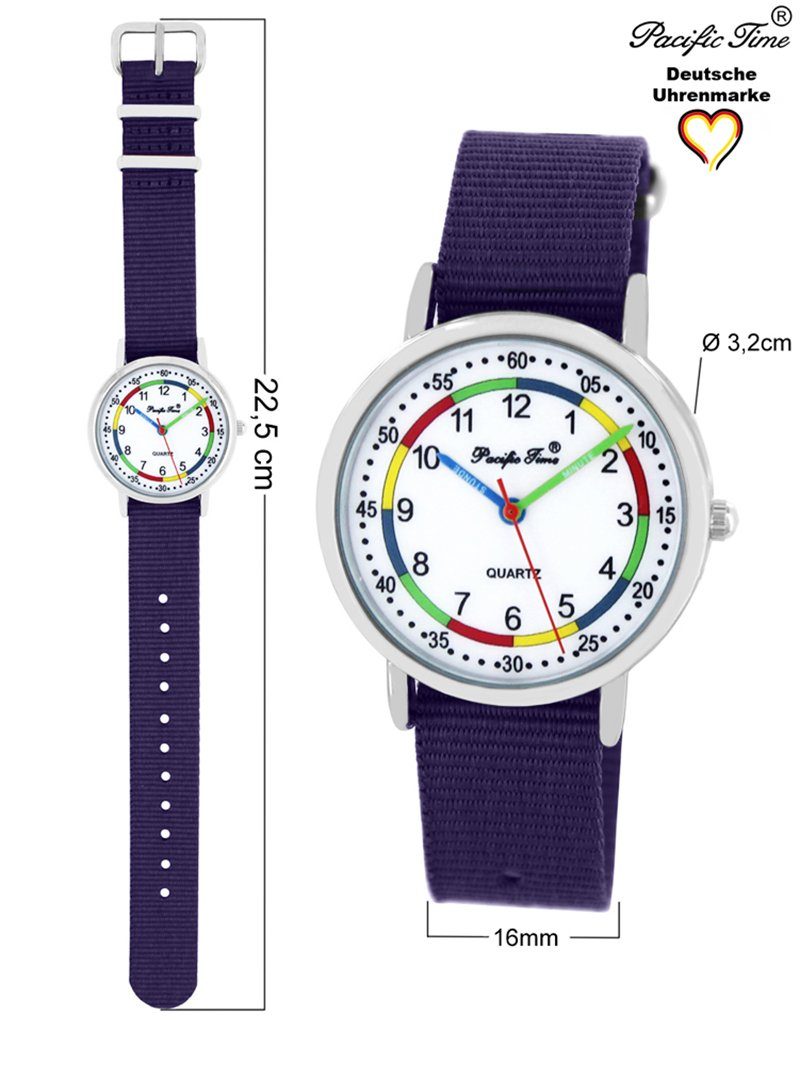 Kinder Versand Lernuhr First Pacific Mix Quarzuhr Wechselarmband, und Time Gratis Armbanduhr - Match Design violett