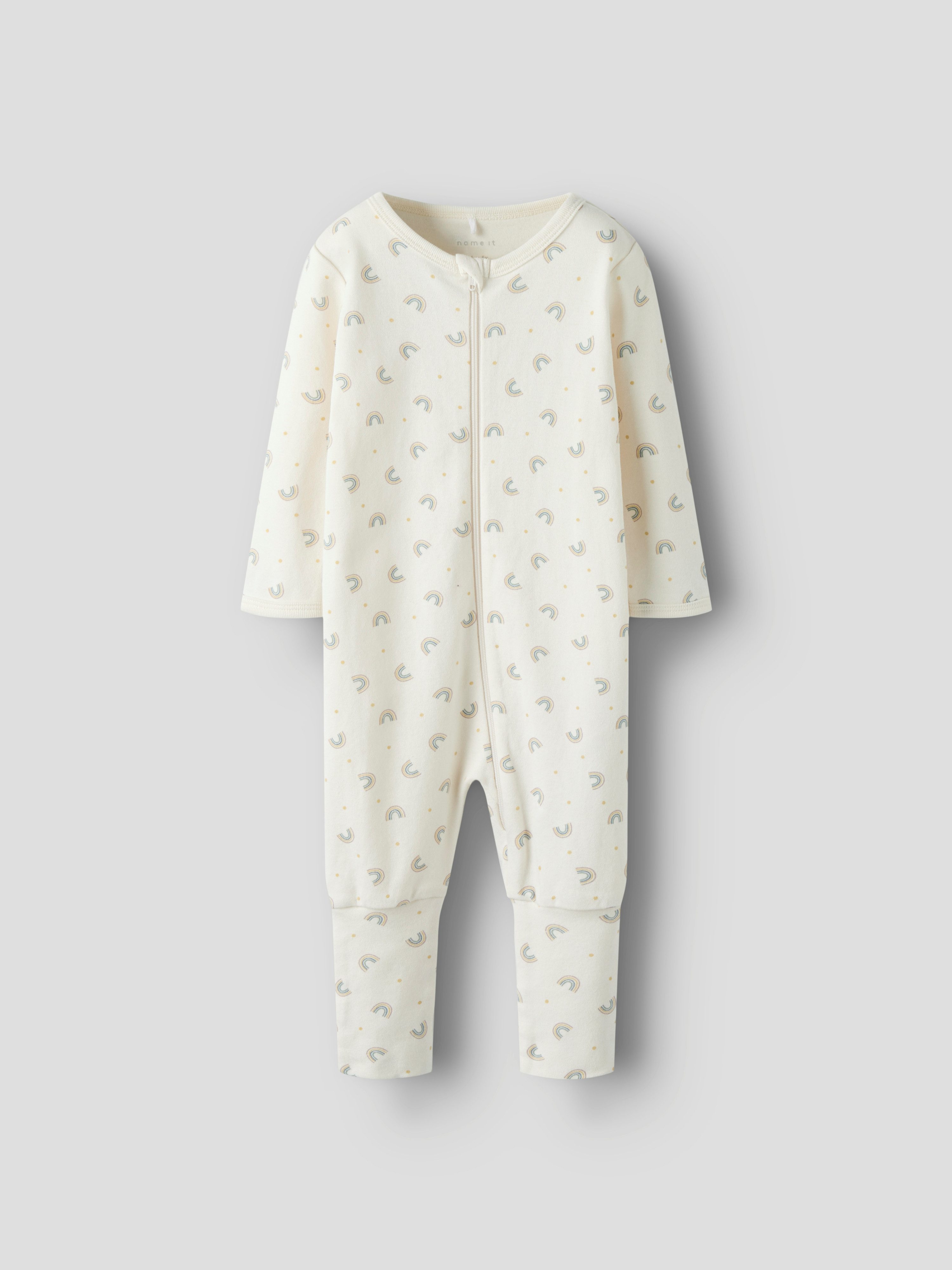 Name It Schlafanzug NBFNIGHTSUIT ZIP FF JET RAINBOW NOOS aus Baumwolle, bequeme Passform, mit Reißverschluss und Kinnschutz