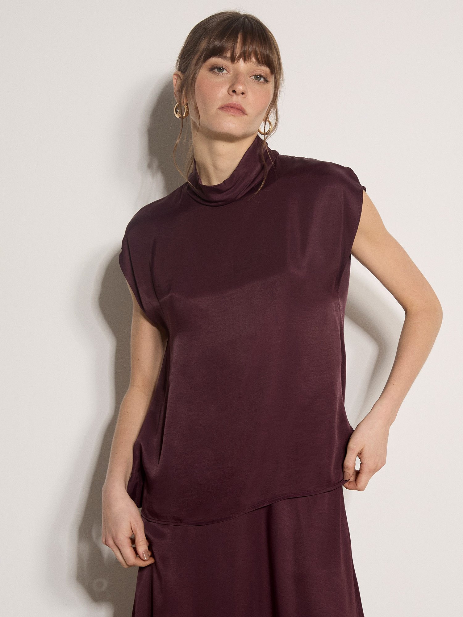 Apricot Shirttop Tanktop mit Stehkragen