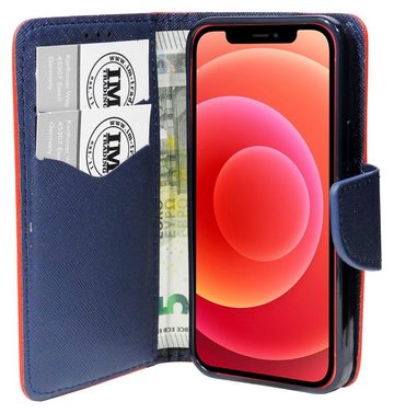 cofi1453 Handyhülle cofi1453® Buch Tasche "Fancy" für iPhone 12 Pro Max Handy Hülle Etui Brieftasche Schutzhülle mit Standfunktion, Kartenfach Rot-Blau