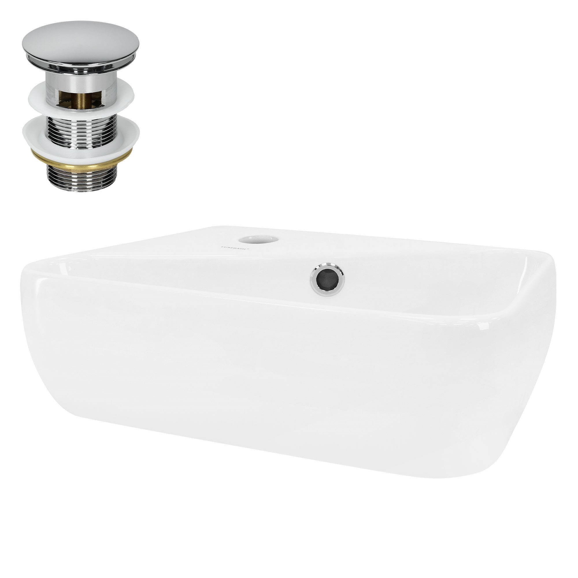 ML-DESIGN Waschbecken Aufsatzwaschbecken aus Keramik für Badezimmer/Gäste-WC, Keramik Weiß 45x27x13cm Eckig inkl. Ablaufgarnitur