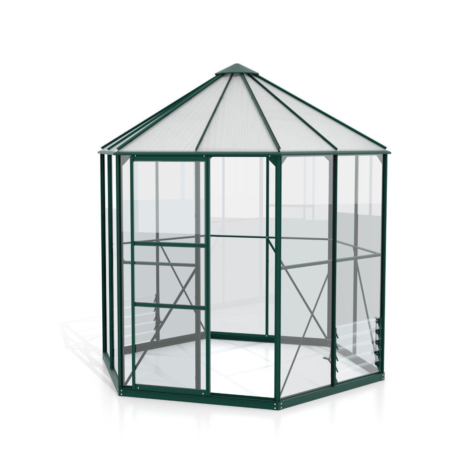 Vitavia Gewächshaus Vitavia Gewächshaus-Pavillon "Hera 4500" inkl. Stahlfundament, kugelgelagerte Schiebetür, gehärtetes Blankglas