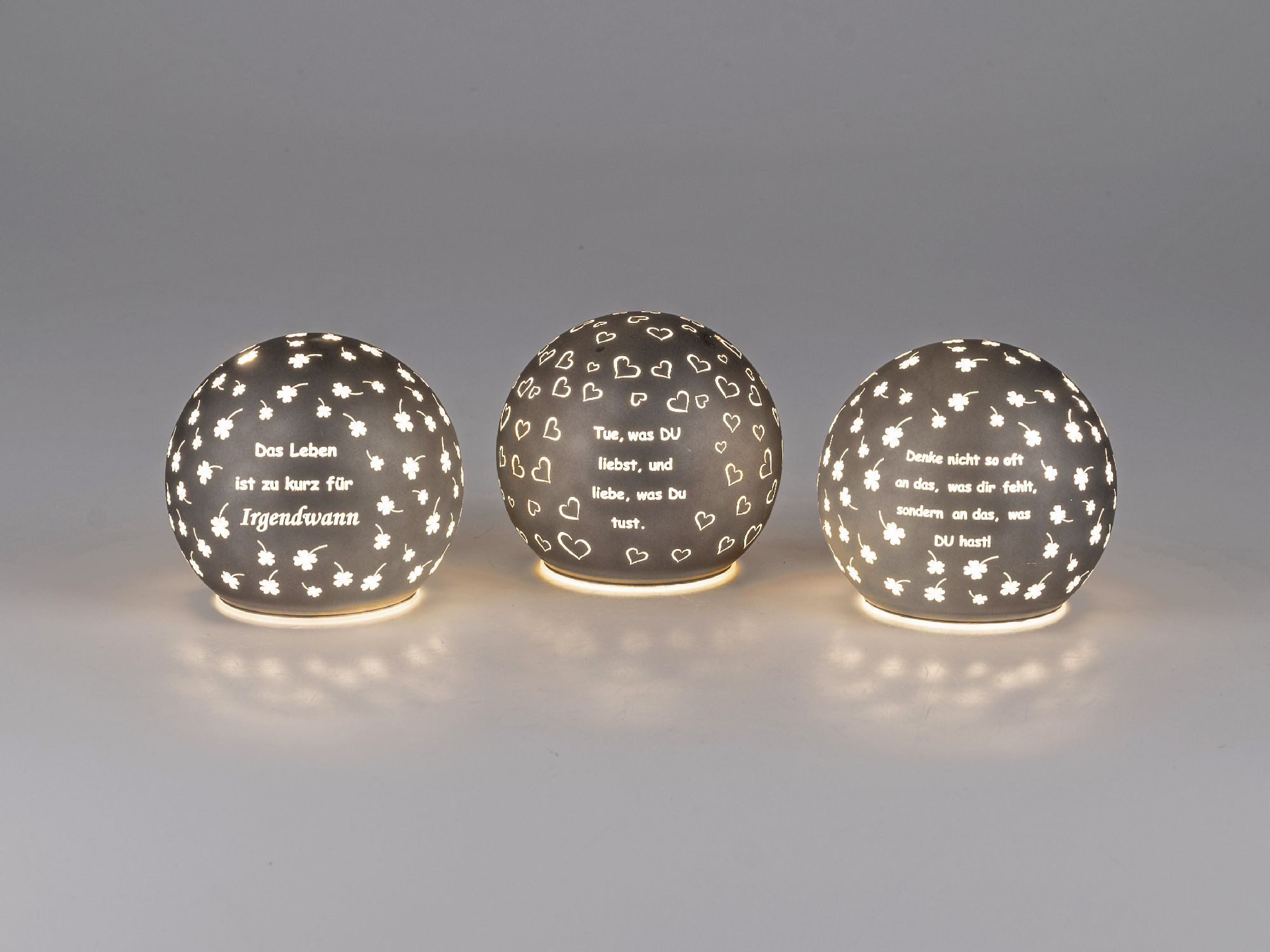 formano Tischleuchte Sprüche, LED, mit Timerfunktion, Grau, Sprüche, H: 9,5cm