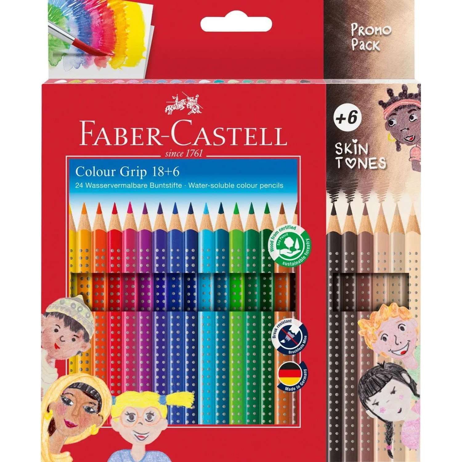 Faber-Castell Buntstift Buntstifte Grip Skin Tones 24er Set im Kartonetui