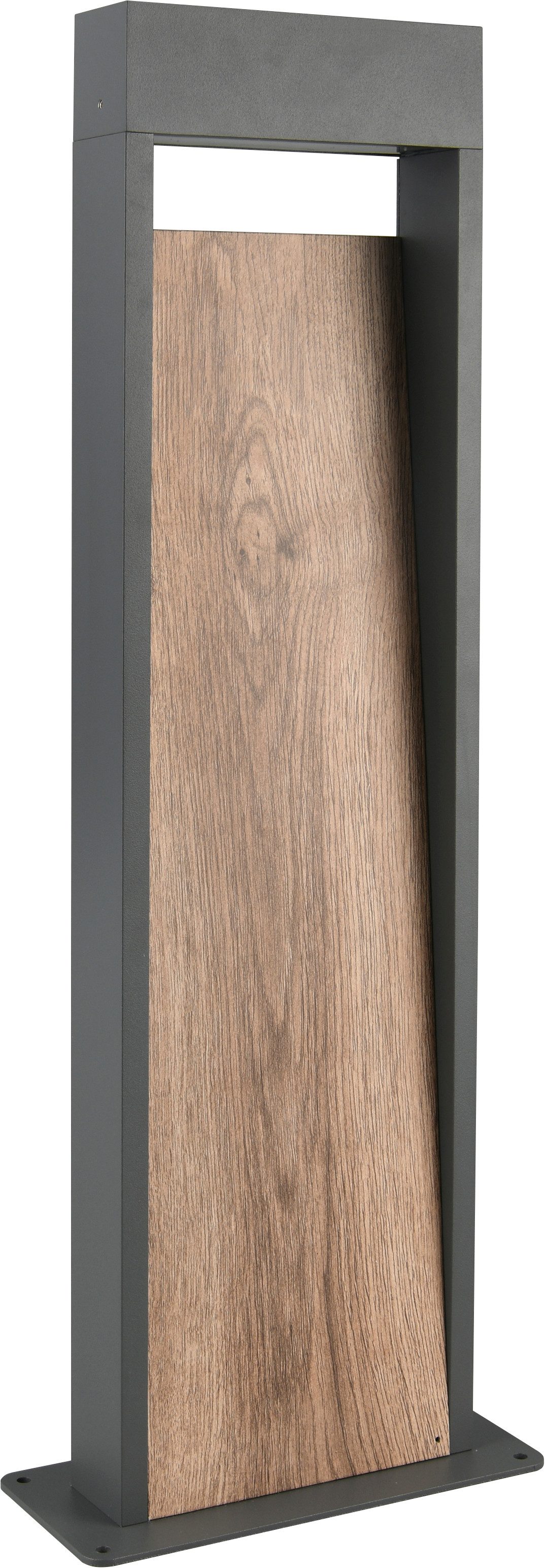 TRIO Leuchten LED Außen-Stehlampe SALMON, Outdoor LED Stehleuchte 11W 1200 Lm 3000K, Garten Stehlampe, LED fest integriert, Warmweiß, aus Aluminium & Holz-Optik, IP44 LED Garten Wegeleuchte