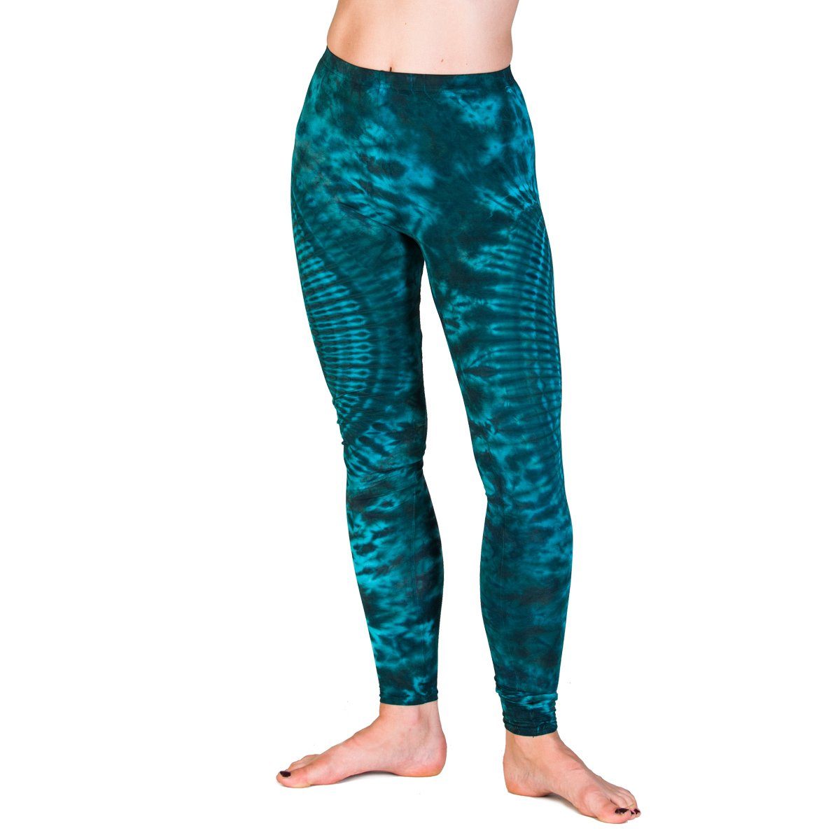 Batik Leggings Batik 'Sonne' natürlicher Goa Leggings Sporthose Unikat Blaugrün im Hose TD12 PANASIAM Sportleggings lange Yogaleggings Leggings aus Look Viskose