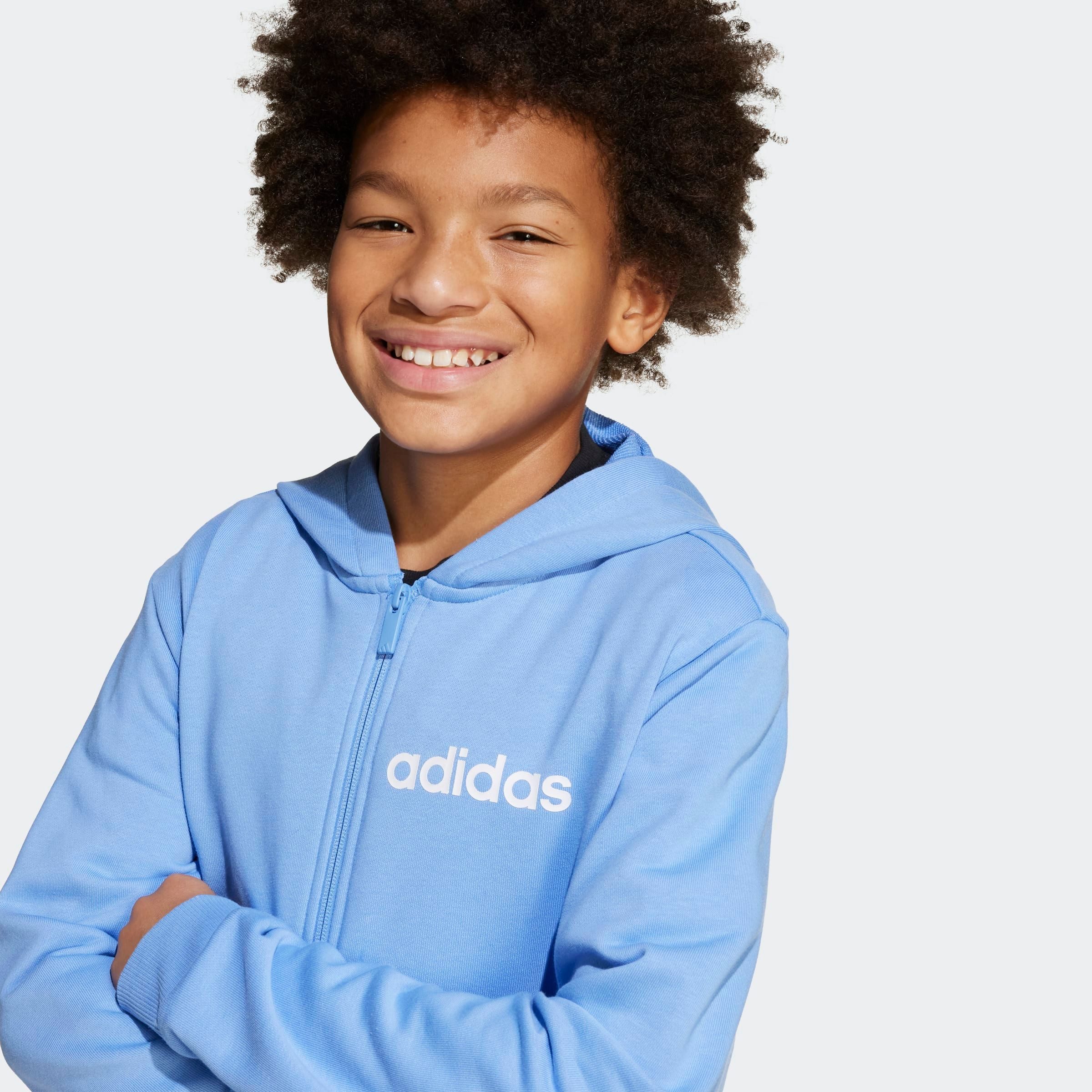 adidas Sportswear Trainingsanzug J LIN FT TS 220 (2-tlg), zweiteilig, aus Baumwolle und Polyester, weiches French Terry