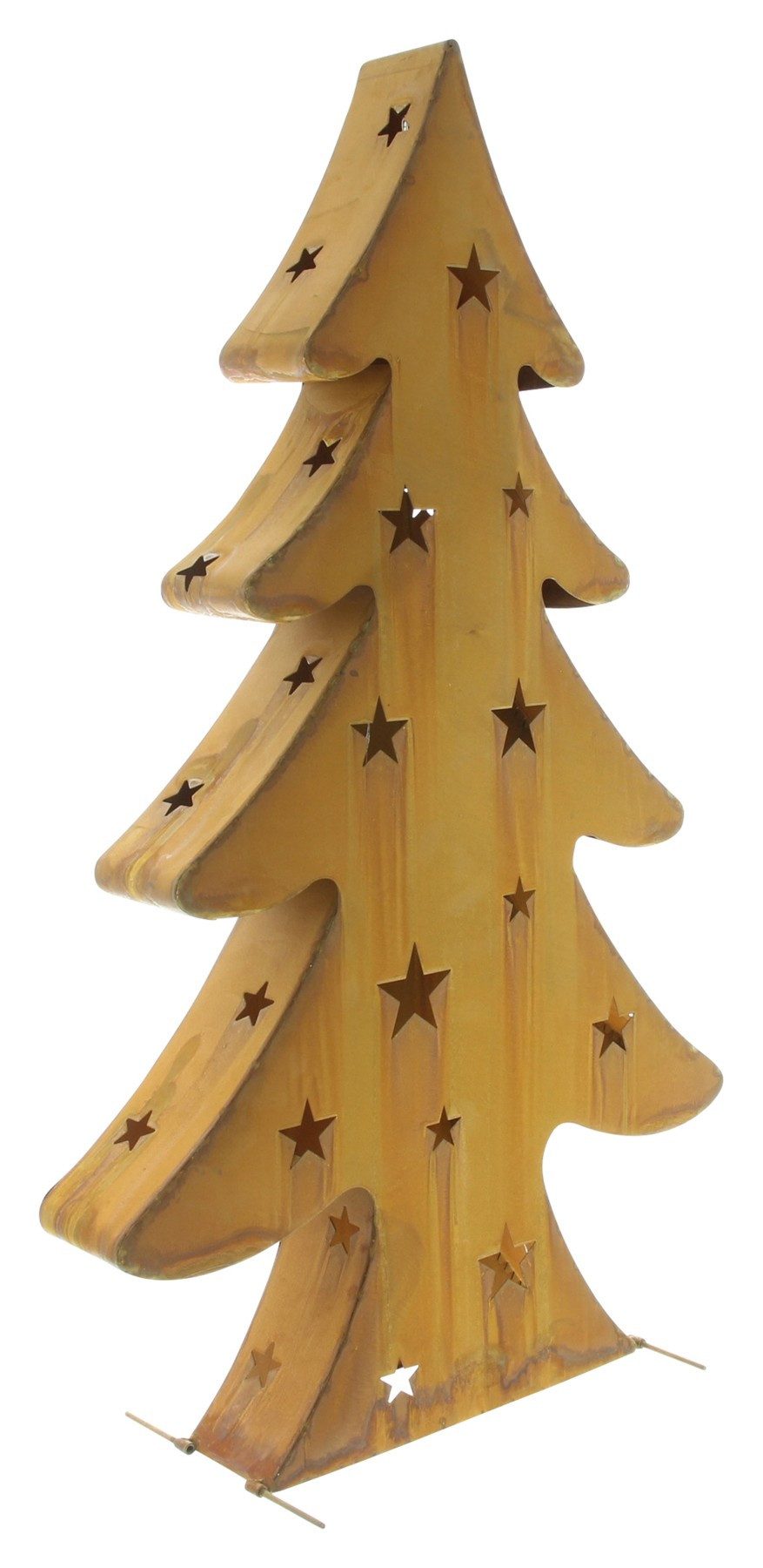 Dekoleidenschaft LED-Dekofigur "Tanne" aus Metall mit Echtrost und LED Beleuchtung, 80 cm hoch, Winterdeko, Leuchtdeko, Weihnachtsdeko, Gartendeko für Draußen